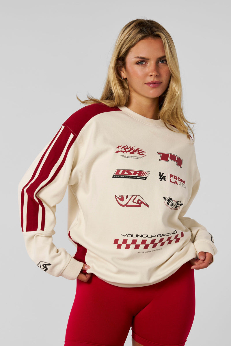 W4230 - Drift Jersey, Racing Jersey made from thick, high-quality T-shirt fabric with an oversized fit, in Cream color