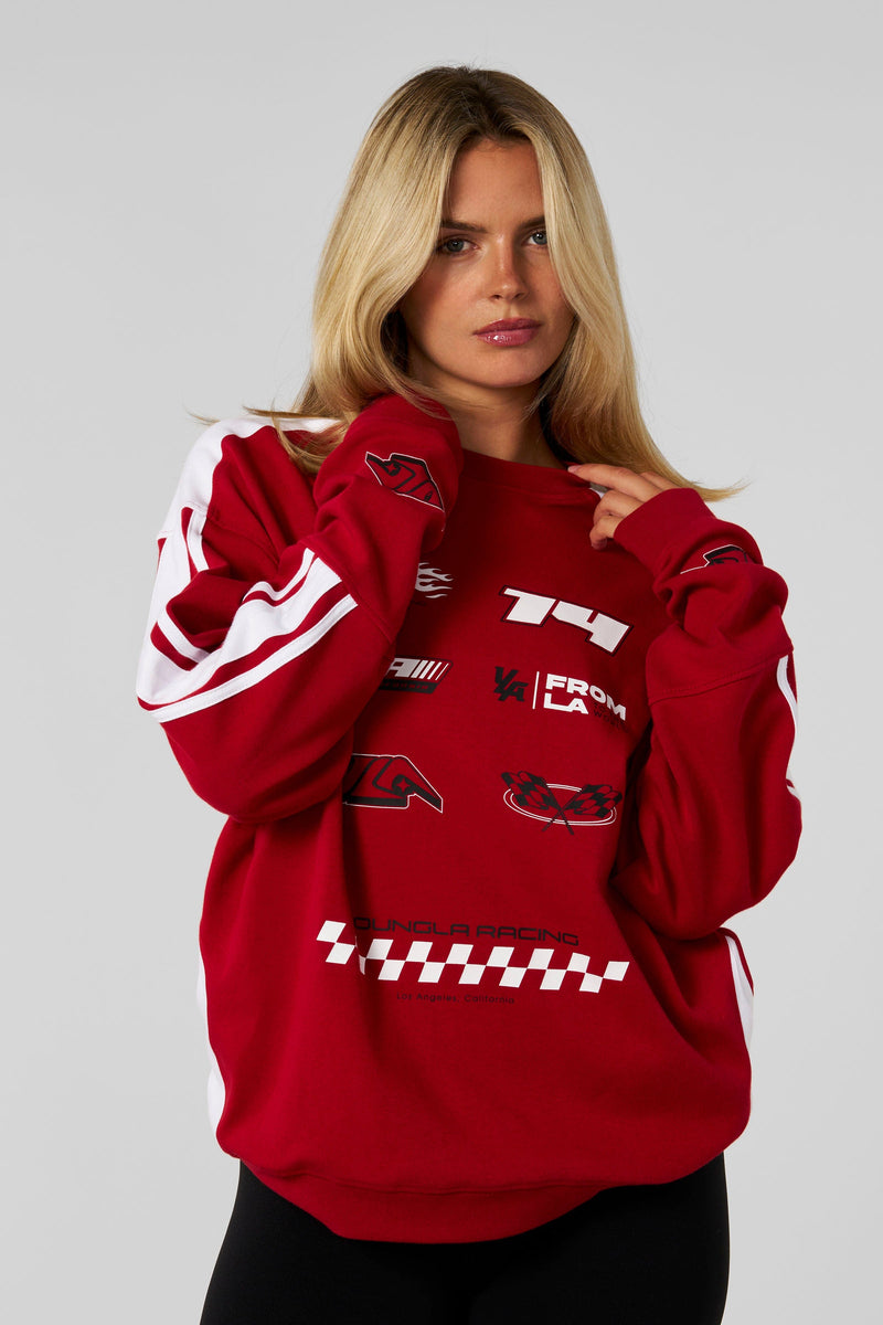 W4230 - Drift Jersey, Racing Jersey made from thick, high-quality T-shirt fabric with an oversized fit, in Red color