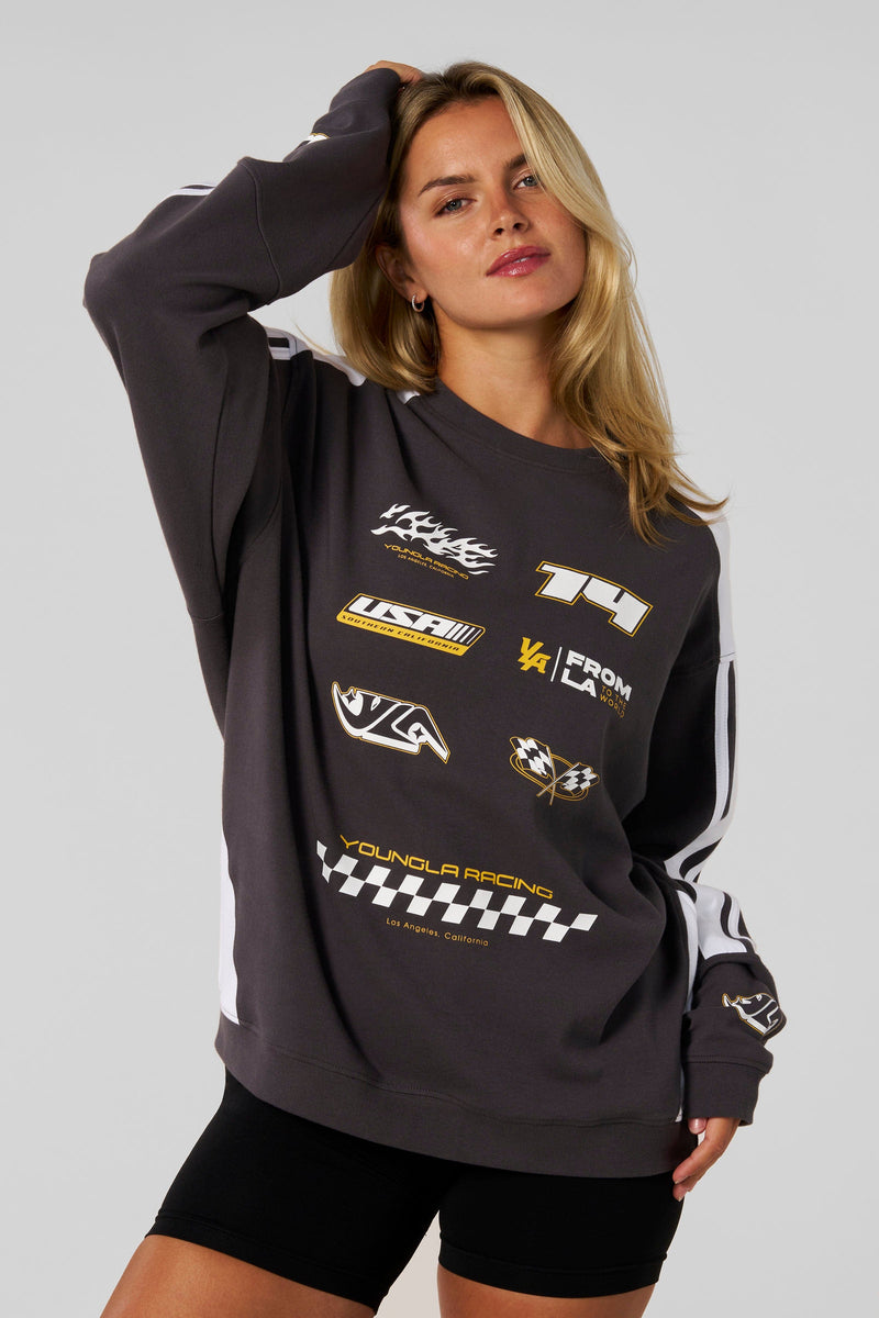 W4230 - Drift Jersey, Racing Jersey made from thick, high-quality T-shirt fabric with an oversized fit, in Charcoal color
