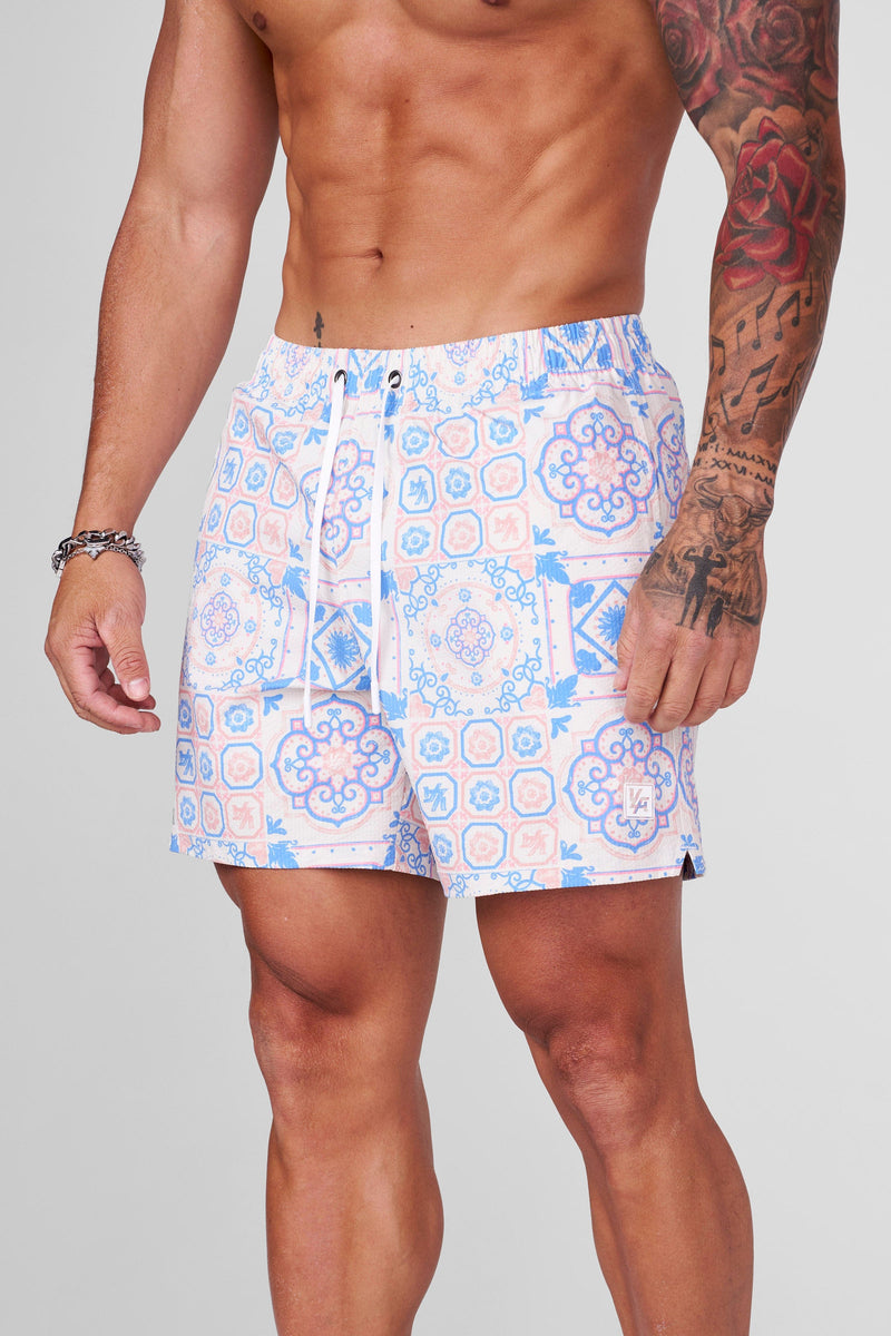 1003 - Mosaic Swim Shorts, Men's swimming shorts in Antique Beige Color