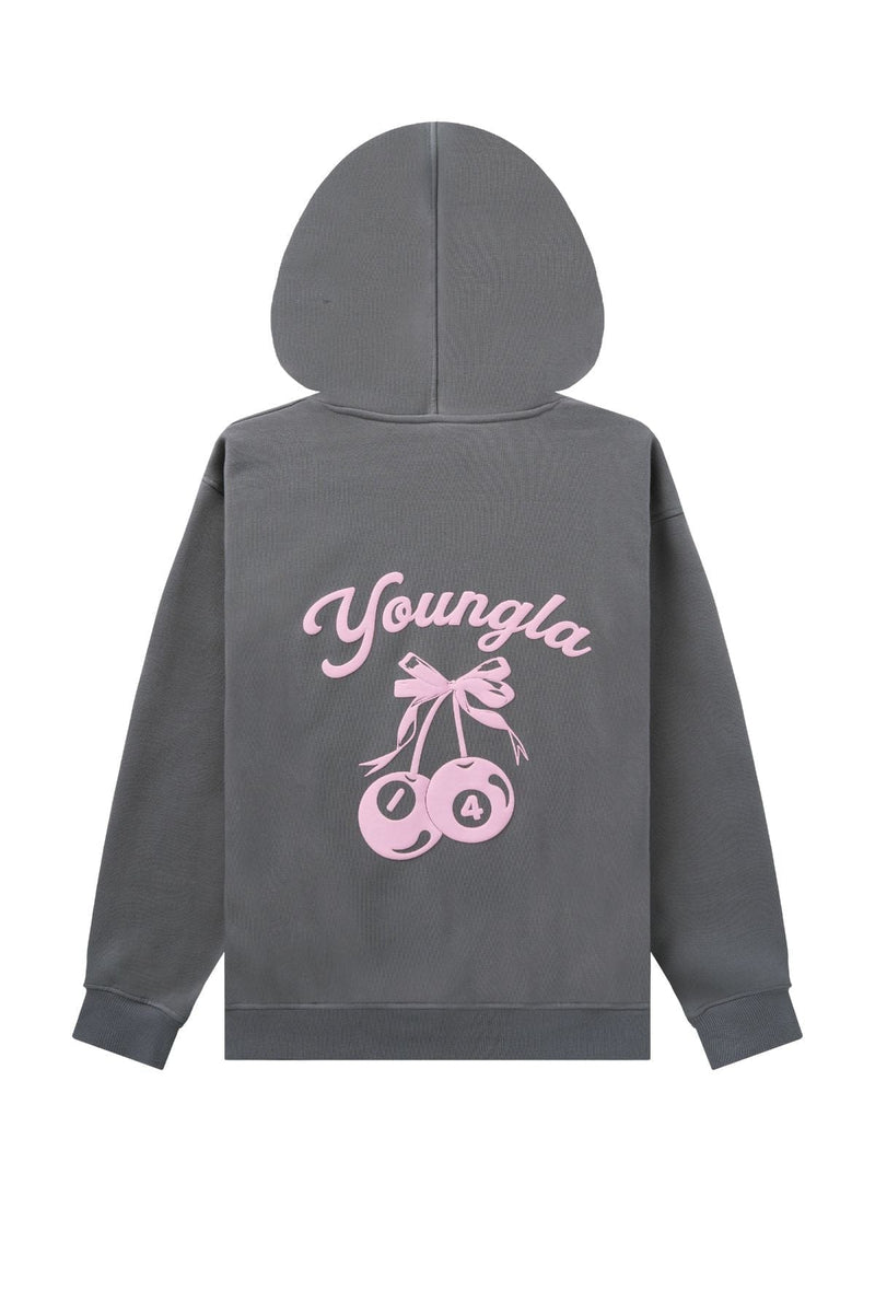 W566 Soft Serve Hoodie- Oversized fluffy fleece hoodie with a fun puff print, offering ultra-soft comfort and cozy style—perfect for pairing with the W271 Puff Print Cuffed Jogger in Grey