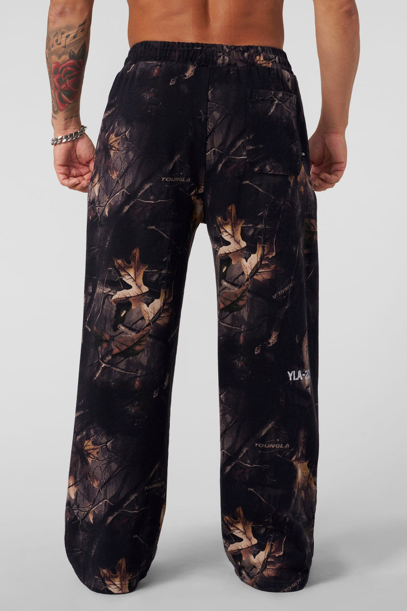 2094 Tree Camo No Cuff Sweats, straight-leg and heavyweight terry — relaxed, comfortable, and durable for everyday wear or workouts in color Black