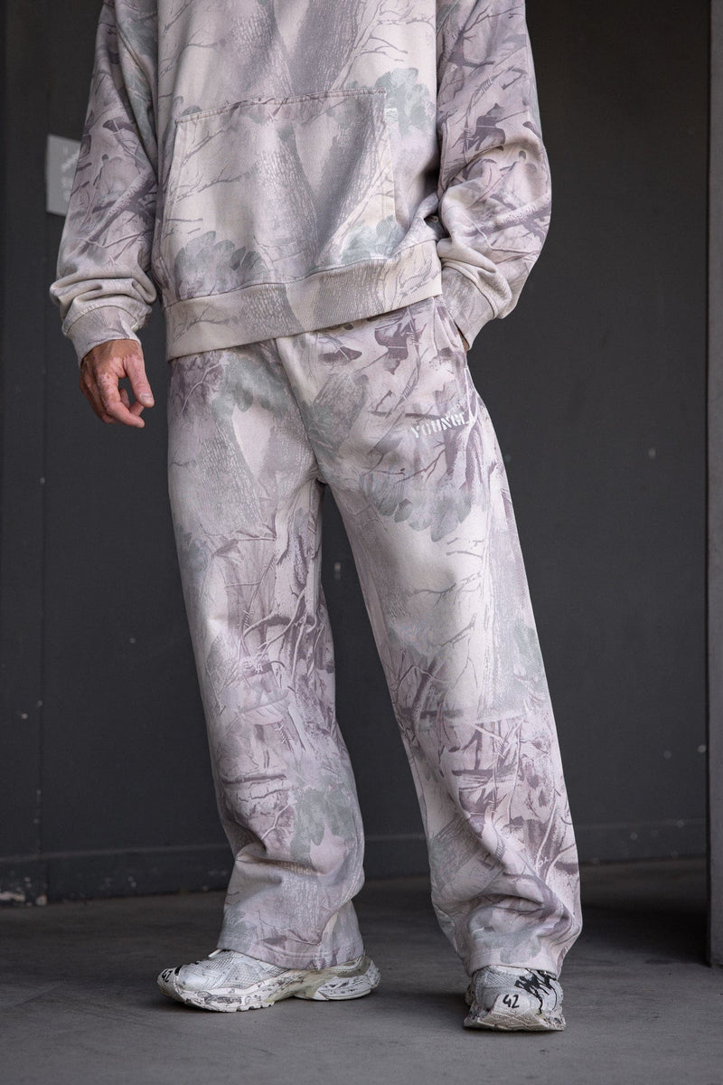 2094 Tree Camo No Cuff Sweats, straight-leg and heavyweight terry — relaxed, comfortable, and durable for everyday wear or workouts in color Desert Tan