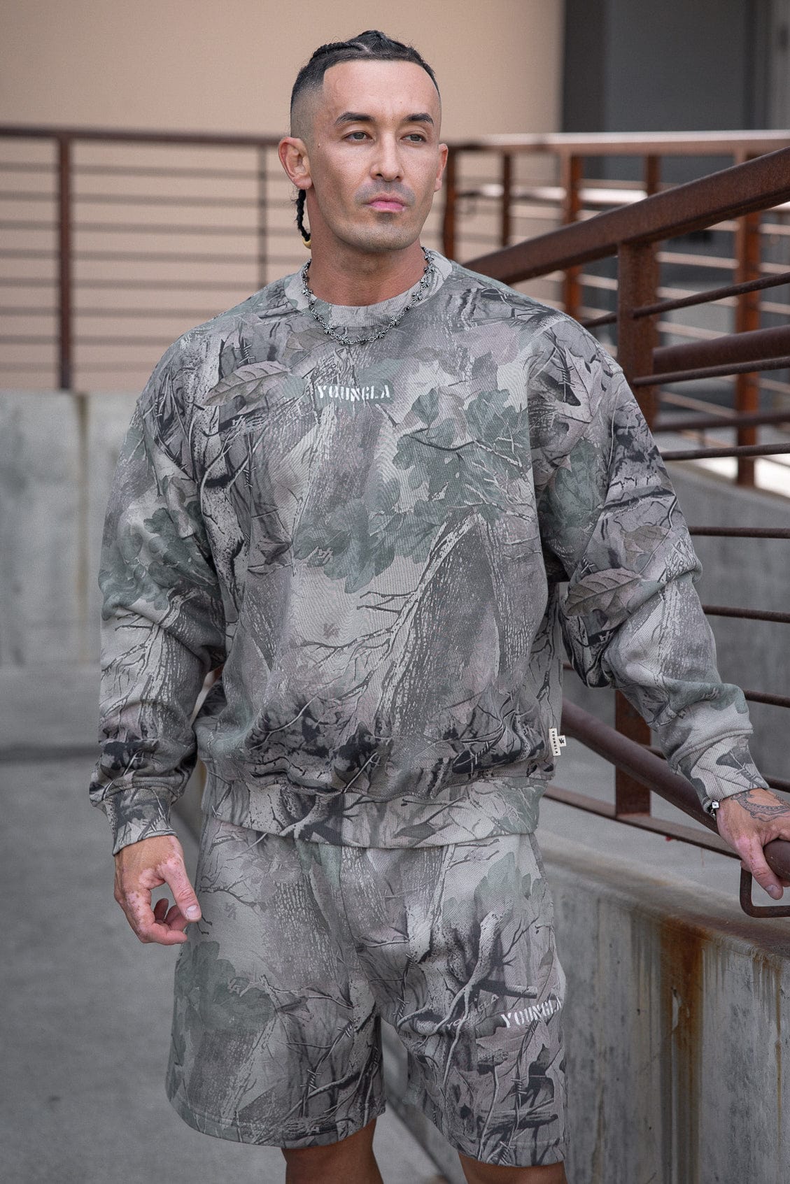 5206 - Tree Camo Collection - Crewnecks - heavyweight terry, ribbed details, durable and comfortable, bold camo print for gym-to-street style.