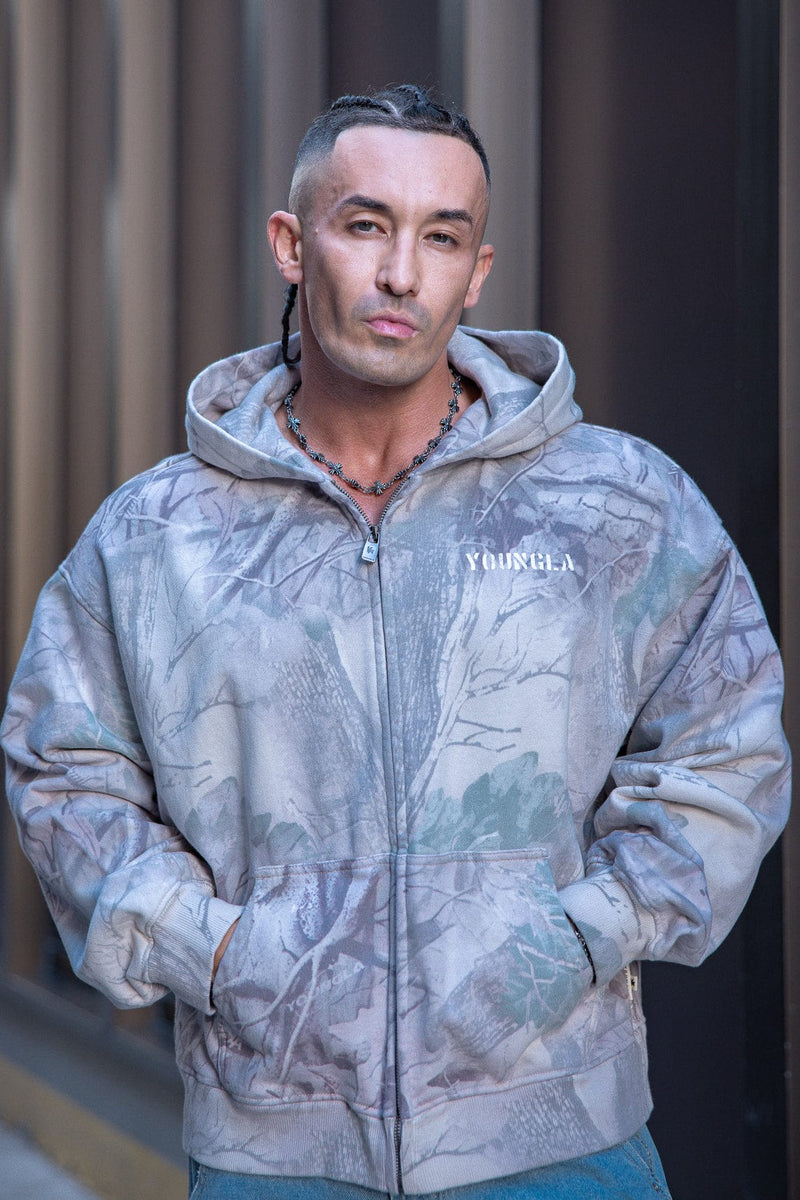5116 - Tree Camo Collection - Zip Ups - versatile zip-up hoodie with a structured hood, durable zipper, and roomy fit in colour Beige Tree Camo.