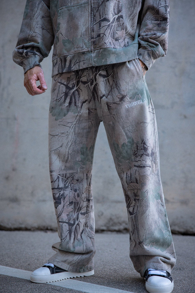 2094 Tree Camo No Cuff Sweats, straight-leg and heavyweight terry — relaxed, comfortable, and durable for everyday wear or workouts in color Beige