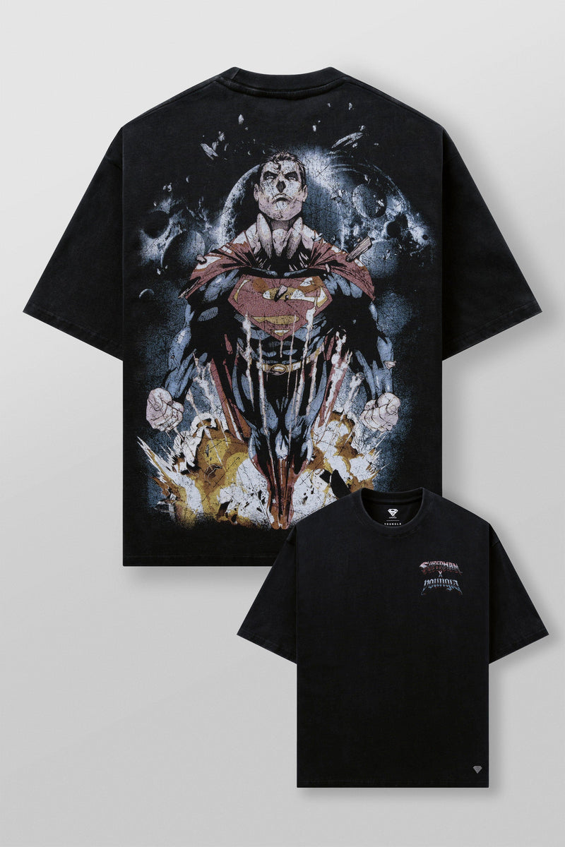 4044 - Superman Graphic Tees - soft heavyweight 290 GSM cotton with a black washed finish, Superman graphics in multiple designs in Spacebound.