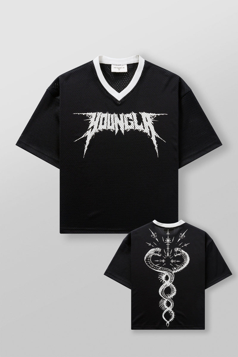 4249 - Venom Jerseys - lightweight 200 GSM polyester with a boxy fit, breathable comfort, and strong structure in Black.