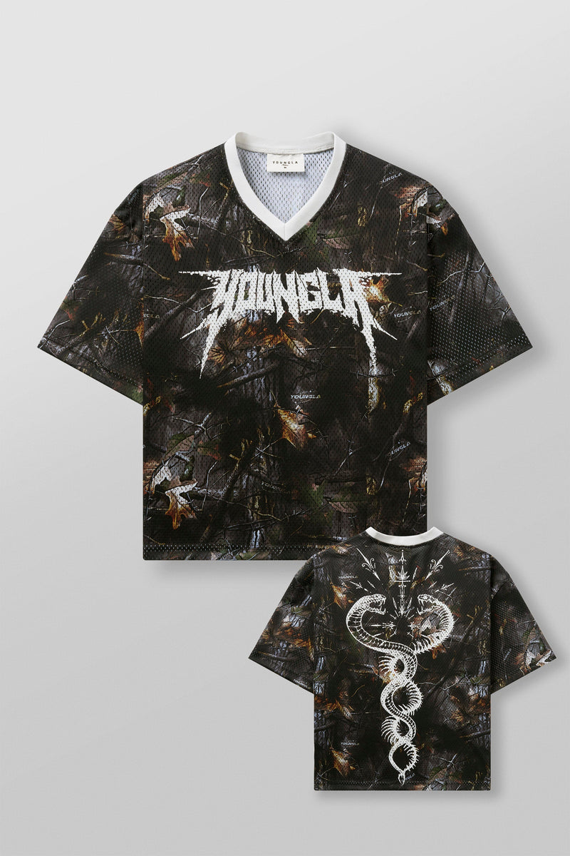 4249 - Venom Jerseys - lightweight 200 GSM polyester with a boxy fit, breathable comfort, and strong structure in Black Tree Camo.