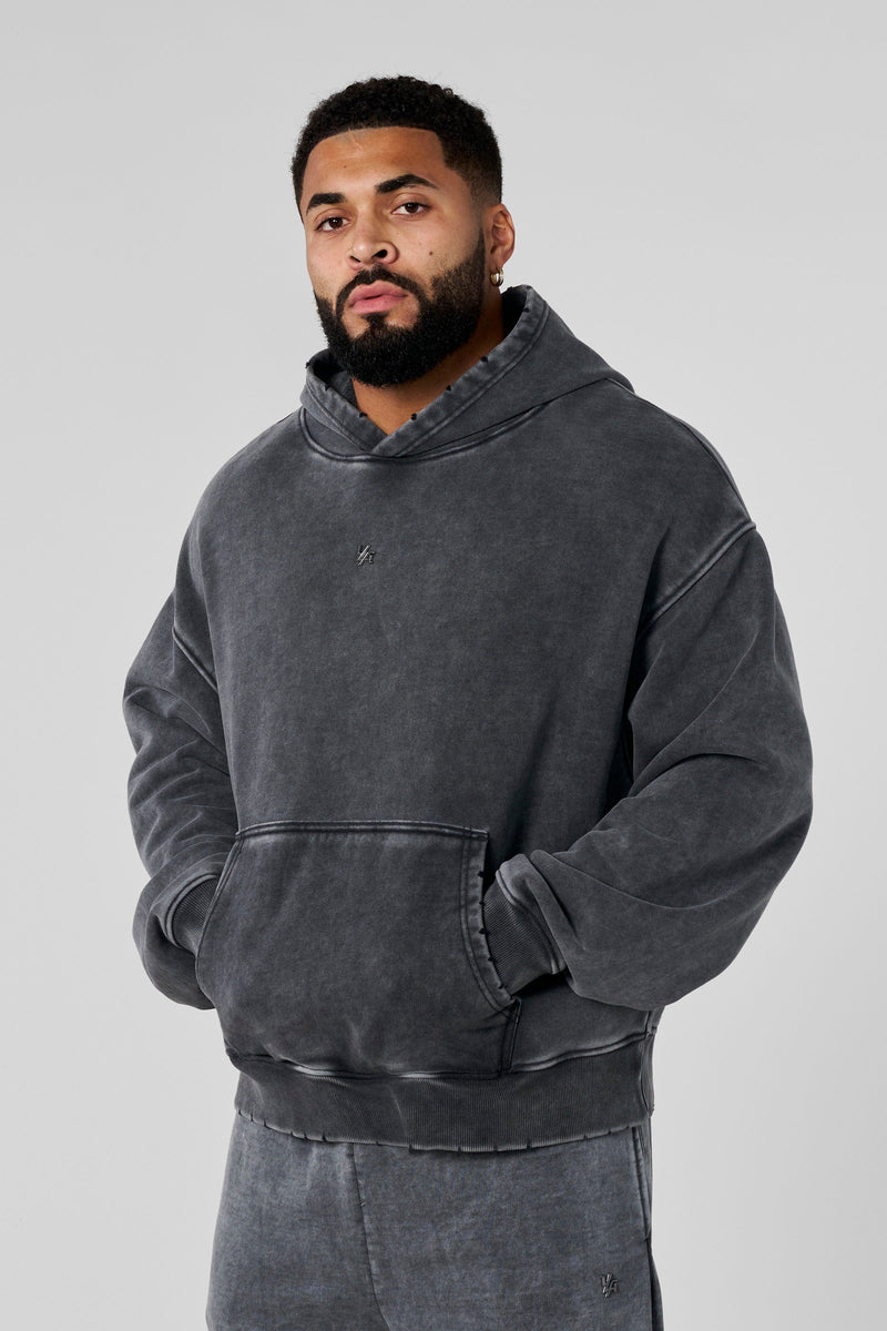 5096 - Elevated Essentials - Pullover Hoodies - Heavyweight cotton hoodie with a spacious fit, kangaroo pocket, and adjustable hood. Subtle 'Elevated' branding for a versatile, modern look in Grey Wash.