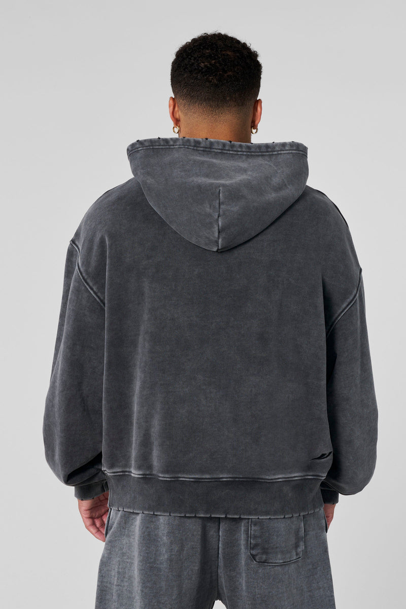 5096 - Elevated Essentials - Pullover Hoodies - Heavyweight cotton hoodie with a spacious fit, kangaroo pocket, and adjustable hood. Subtle 'Elevated' branding for a versatile, modern look in Grey Wash.