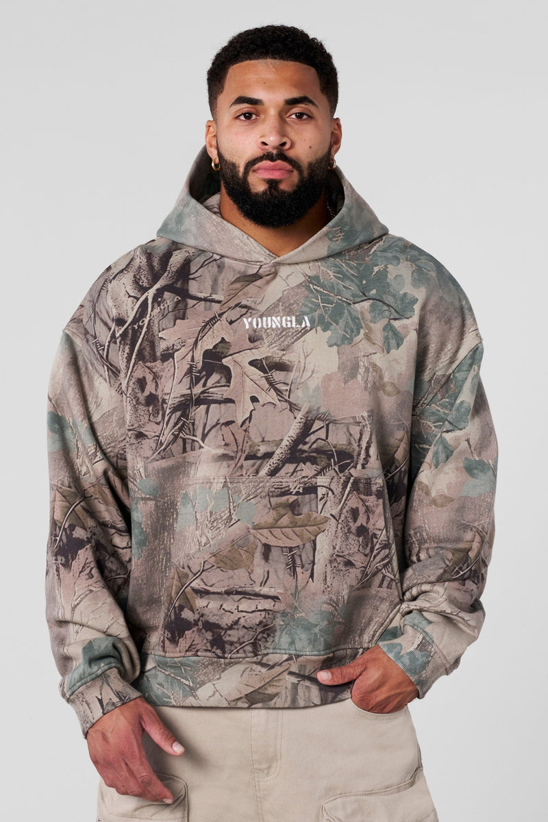 5117 - Tree Camo Collection - Pullover Hoodies - Tree Camo Pullover – plush terry, relaxed fit, kangaroo pocket, comfortable everyday style in Beige Tree Camo.