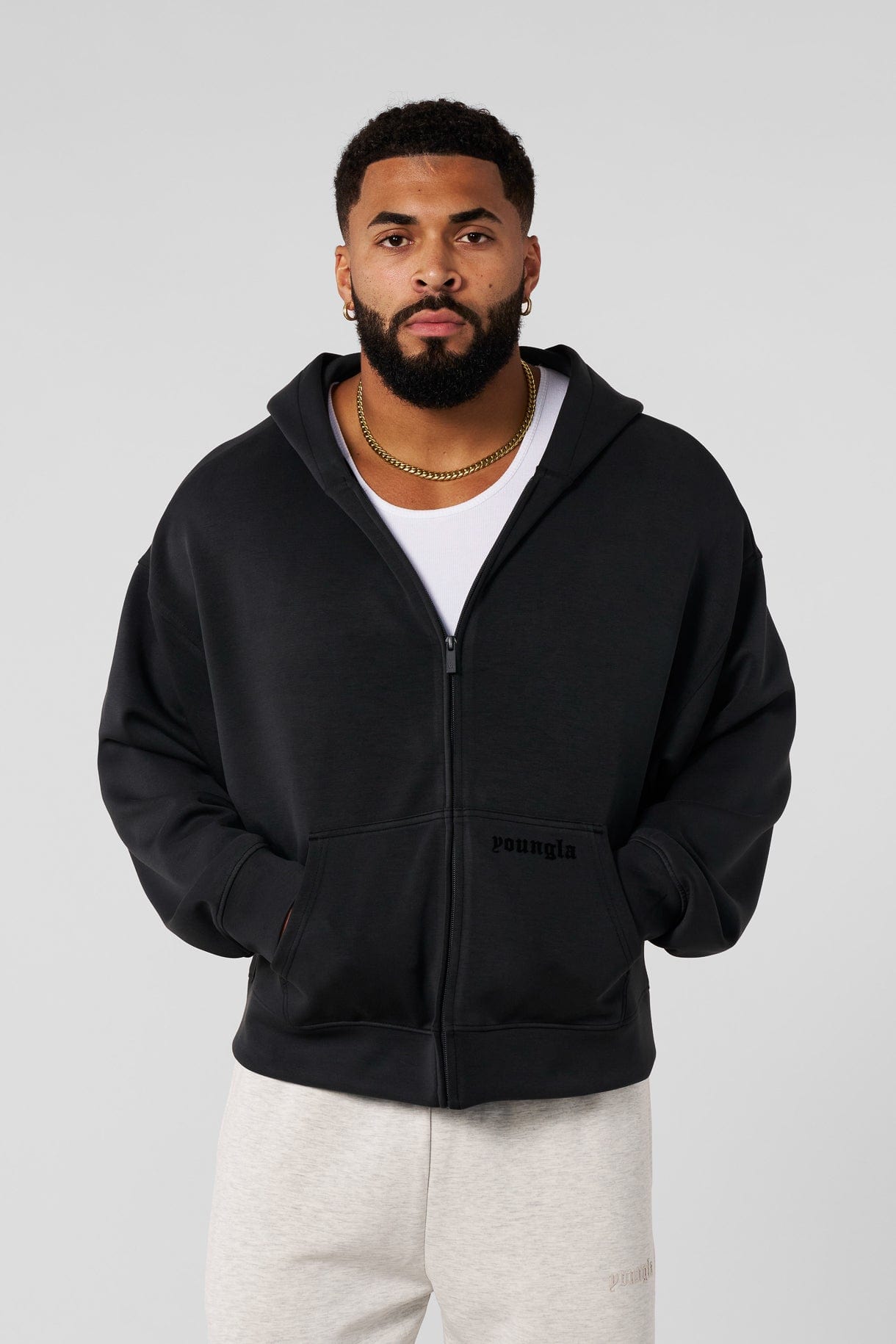 5215 Soft AF Zip Up, lightweight and breathable with ultra-soft fabric — comfortable for layering or wearing solo in Black color