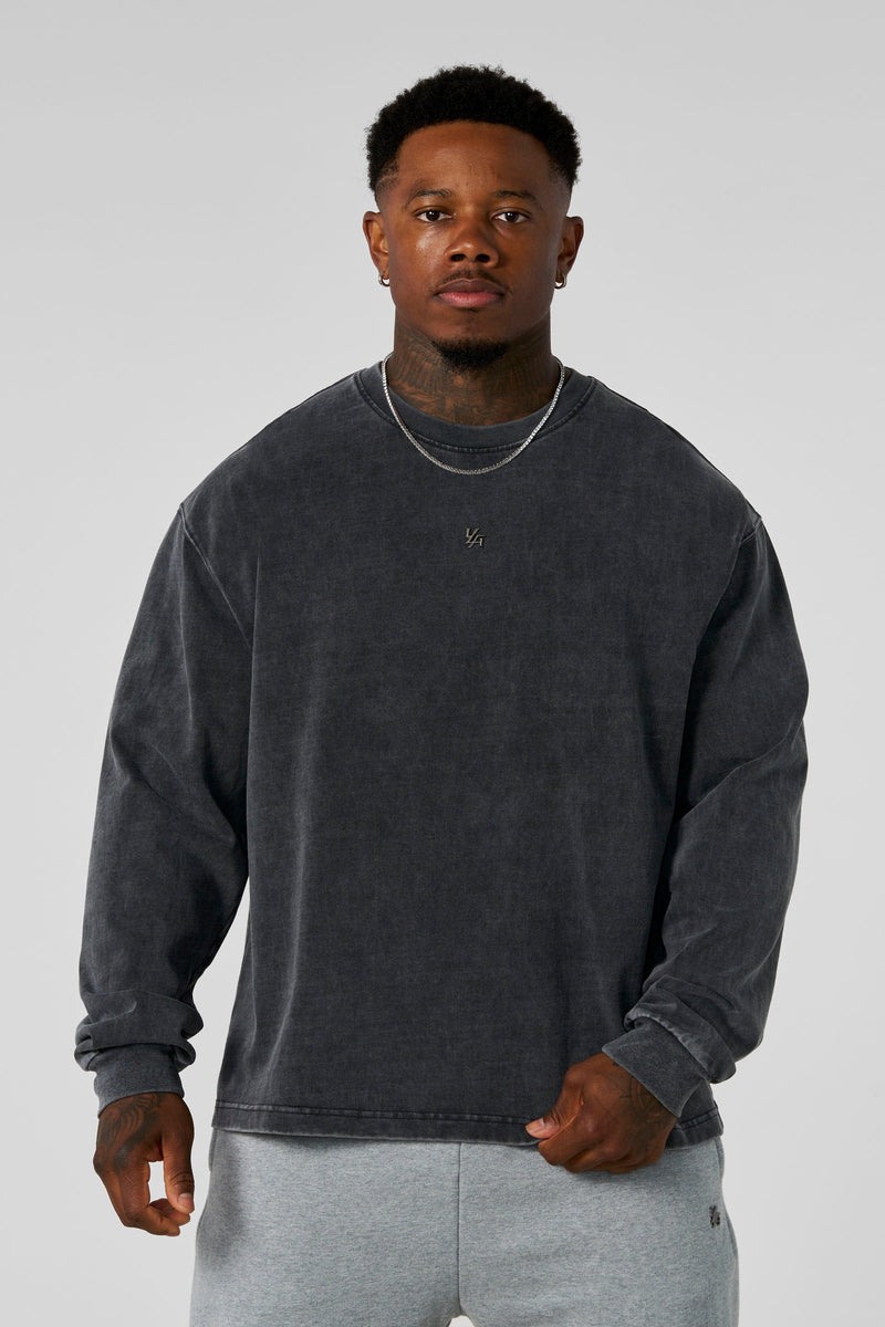 8001 - Elevated Essentials - Longsleeves - Midweight cotton long sleeve with ribbed cuffs and minimal 'Elevated' branding. Durable, comfortable, and perfect for year-round wear in Grey Wash.