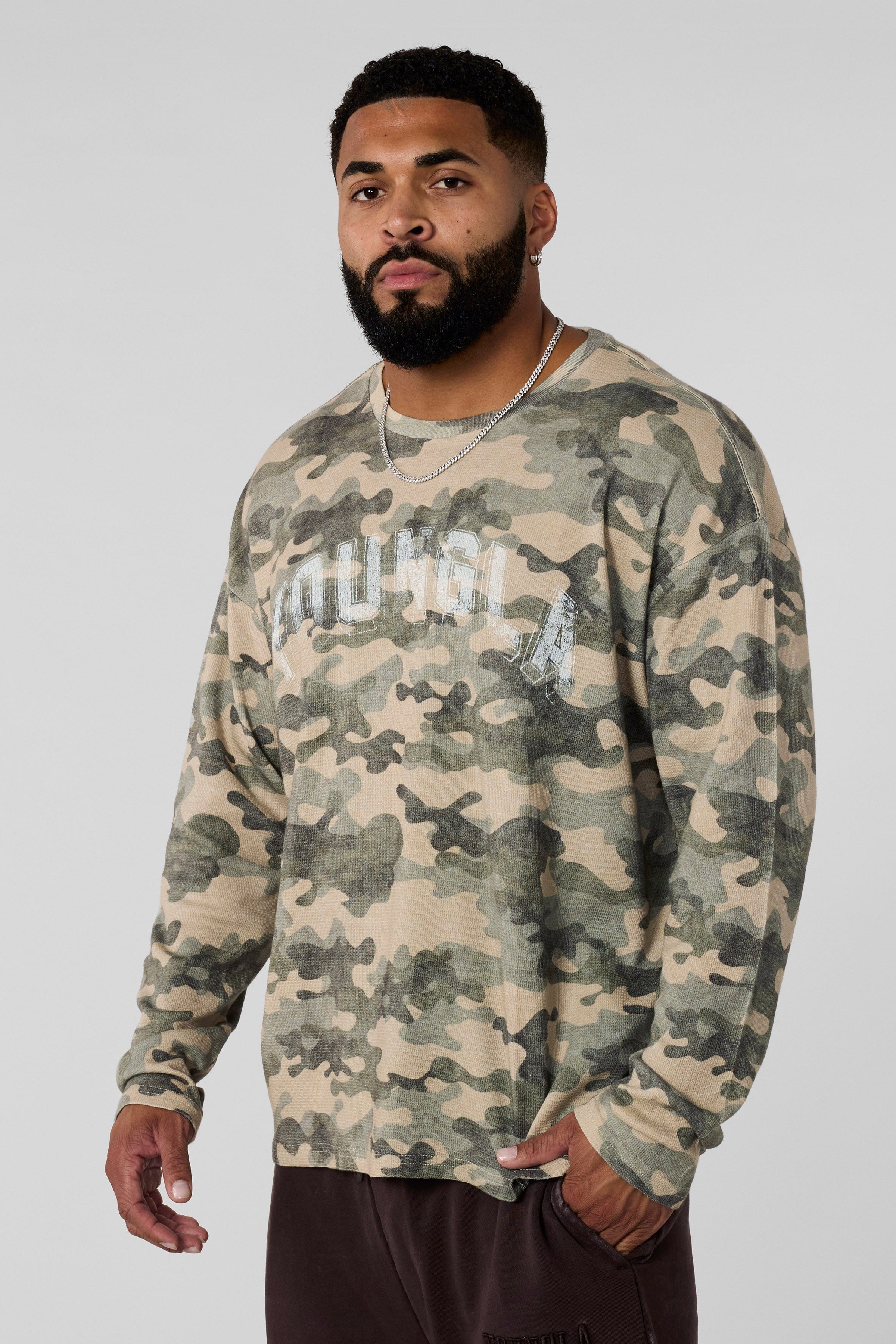 8054 - Thin Thermal Longsleeves-Lightweight thermal top with soft, breathable knit, relaxed fit, and flexible feel, perfect for layering or wearing solo in cool weather in OG Desert Camo