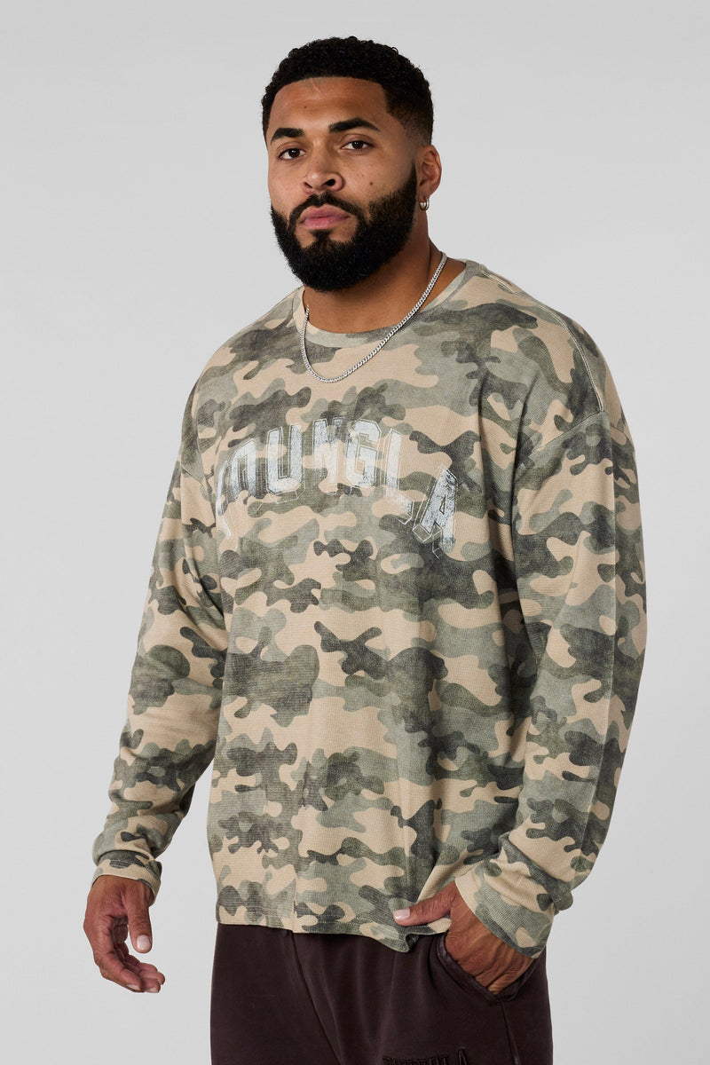 8054 - Thin Thermal Longsleeves-Lightweight thermal top with soft, breathable knit, relaxed fit, and flexible feel, perfect for layering or wearing solo in cool weather in OG Desert Camo