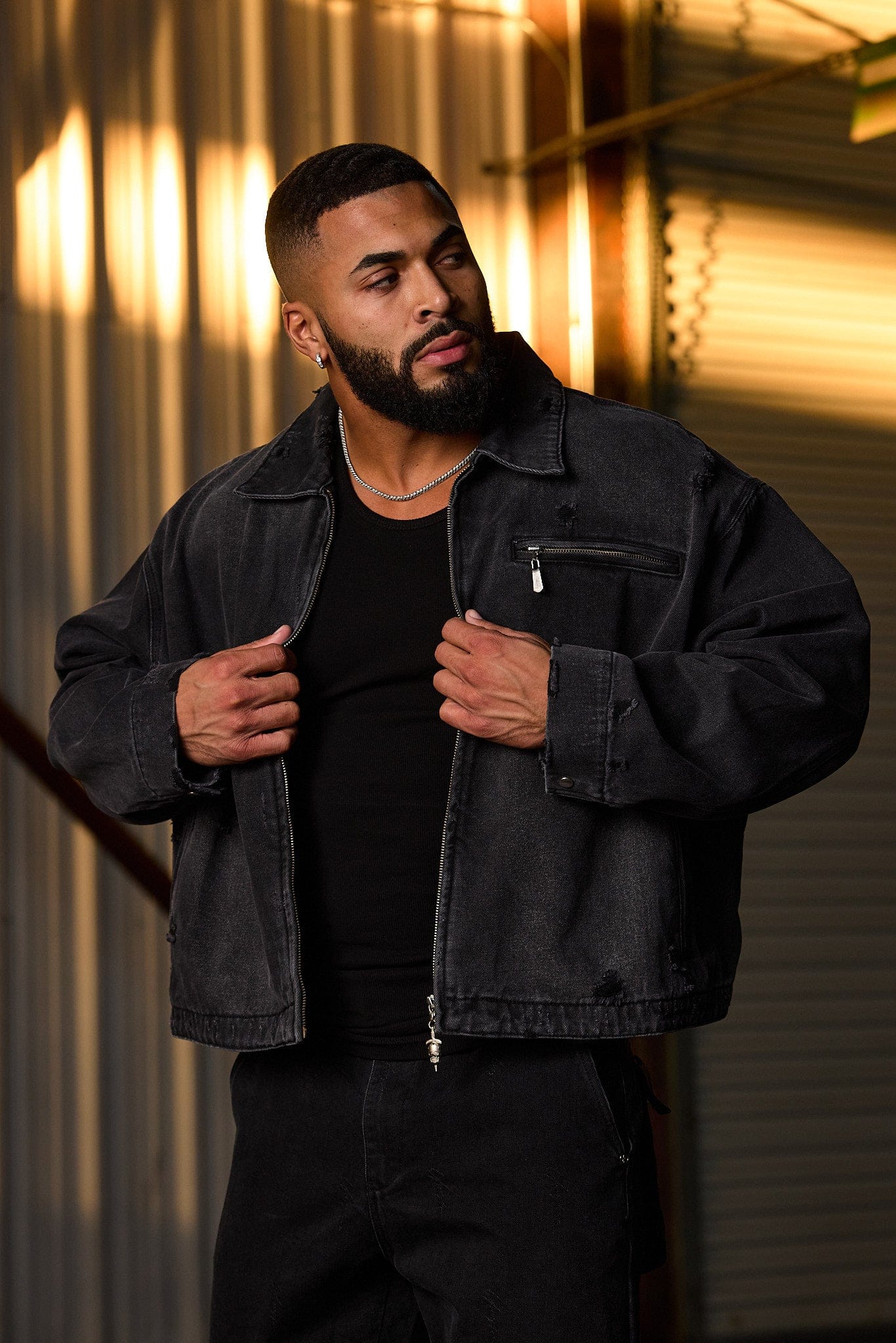 Black Denim Denim Jacket Baggy Oversized Black Denim Jacket Outfit