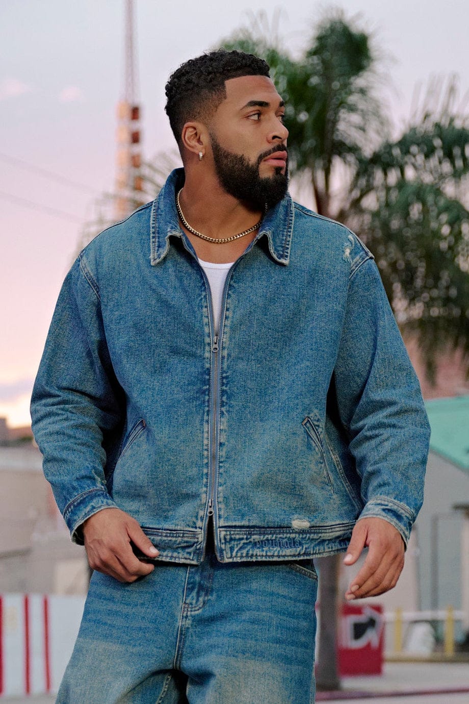 YoungLA Men's 5185 Rider Jean Jacket Blue Wash, Small YoungLA Men's 5185 Rider Jean Jacket Blue Wash, Small
