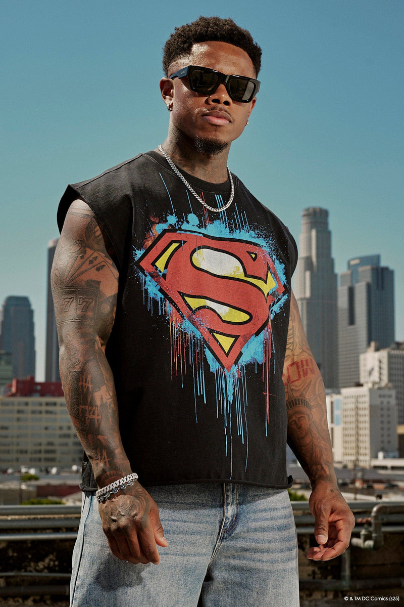 3004 - Superman Cut-Offs – 290 GSM cotton, bold front & back graphics. Durable, premium feel for training or everyday style in The Painting.