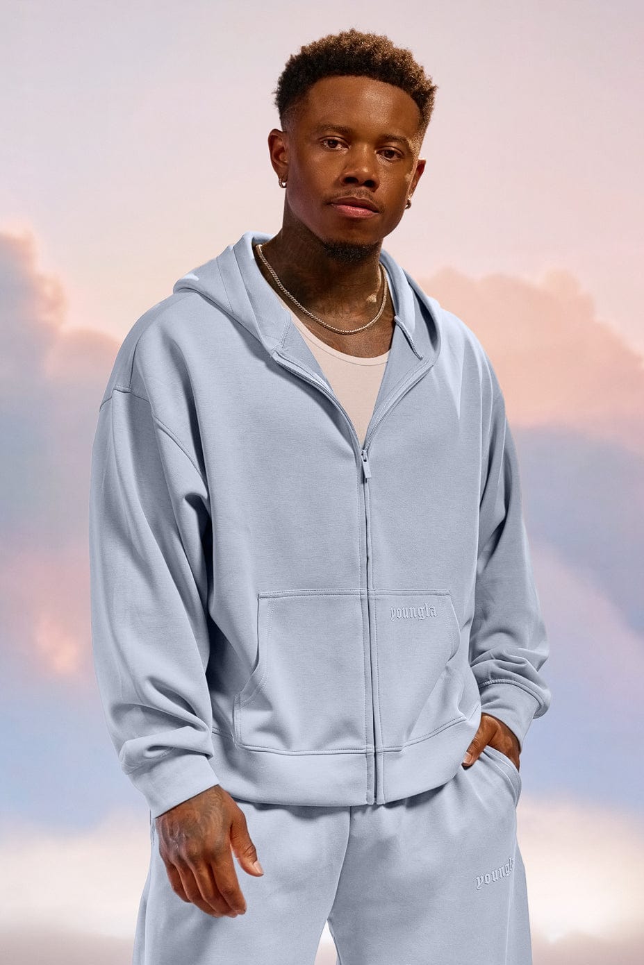 5215 Soft AF Zip Up, lightweight and breathable with ultra-soft fabric — comfortable for layering or wearing solo in Sky Blue color