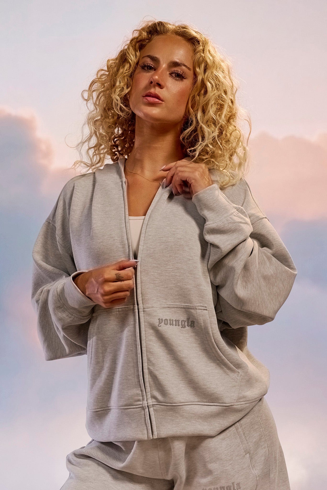 5215 Soft AF Zip Up, lightweight and breathable with ultra-soft fabric — comfortable for layering or wearing solo in Heather Grey color
