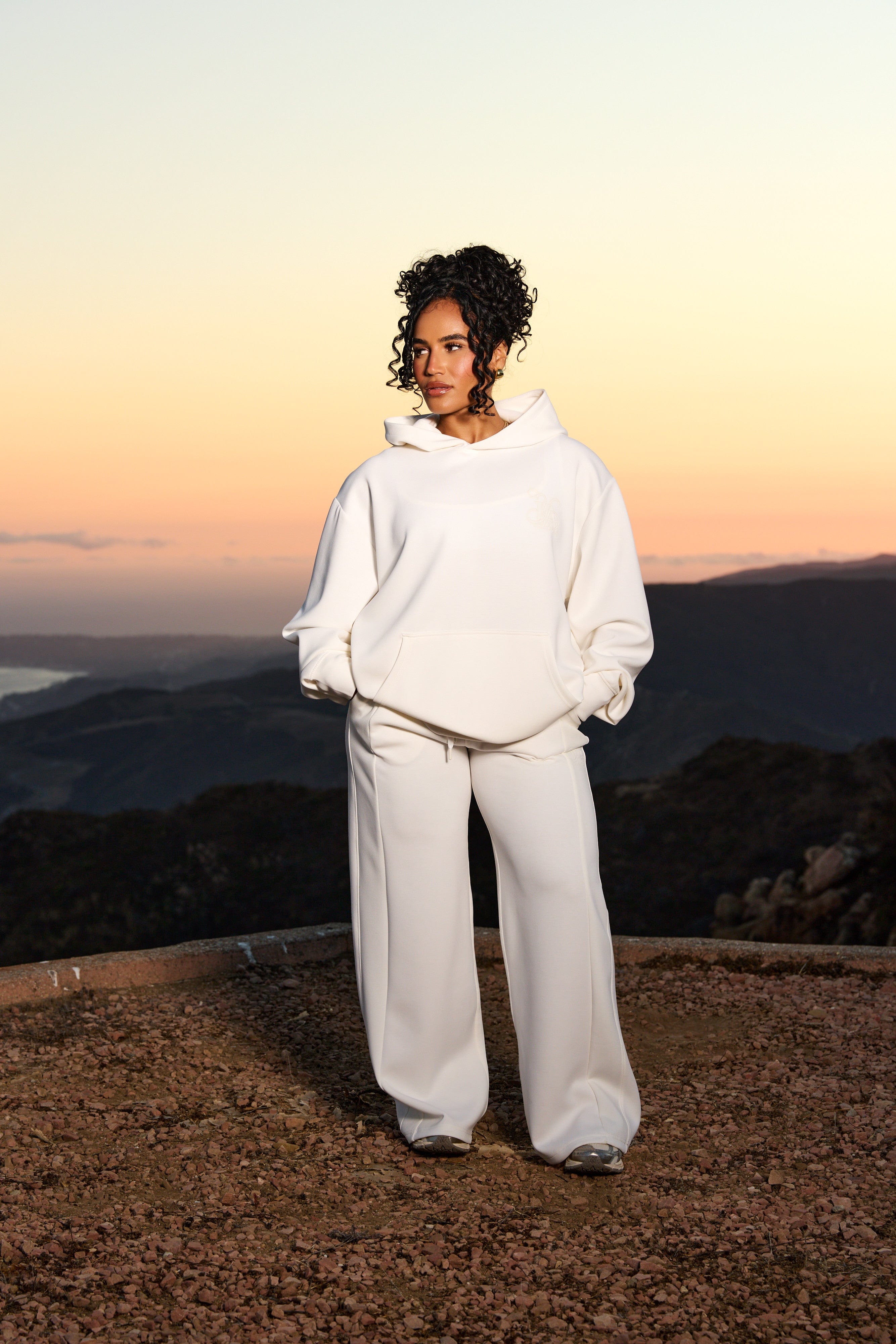 W568 - Cloud Hoodie - Soft, stretchy hoodie – lightweight, breathable, slightly oversized for year-round comfort and effortless style in White.