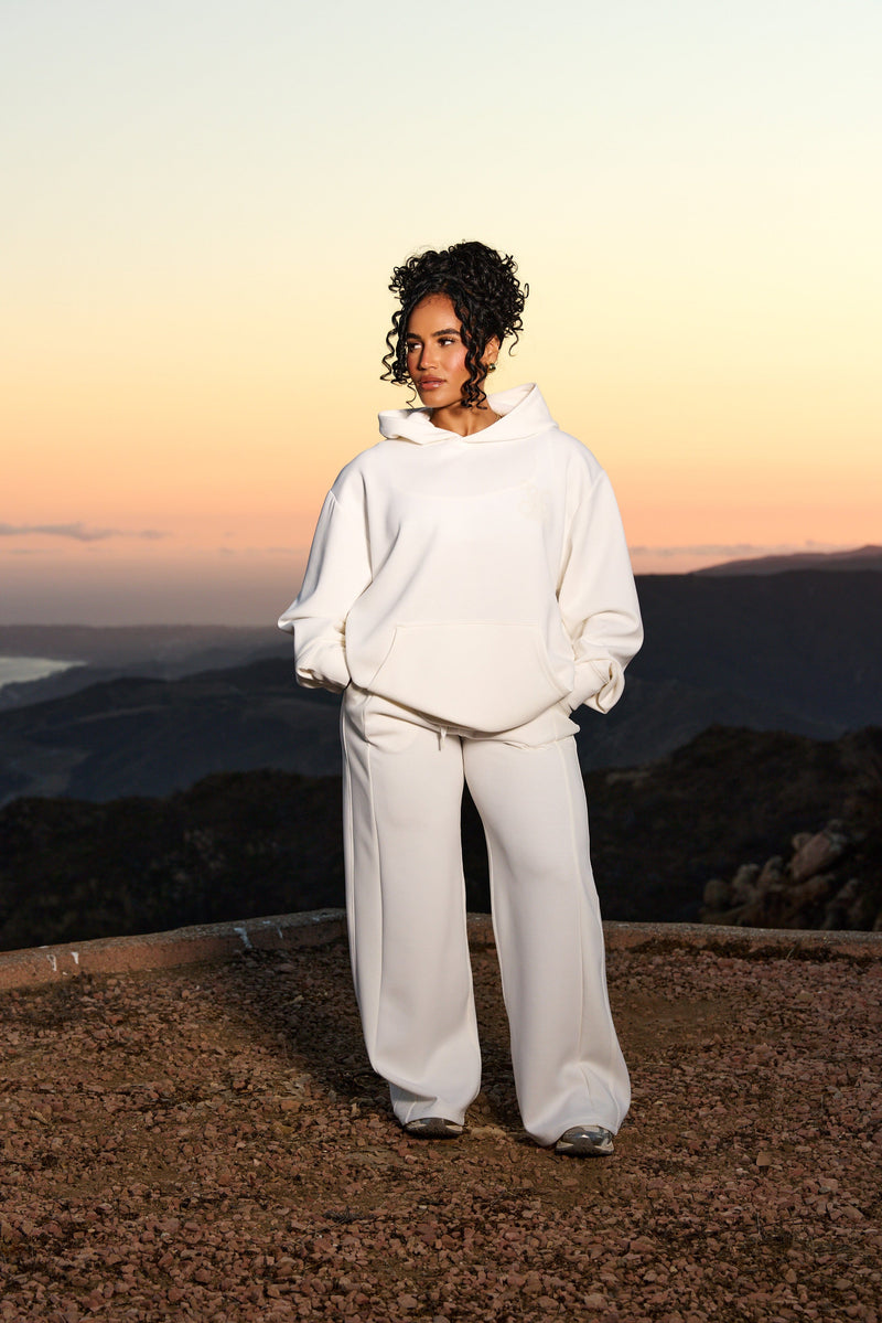 W568 - Cloud Hoodie - Soft, stretchy hoodie – lightweight, breathable, slightly oversized for year-round comfort and effortless style in White.