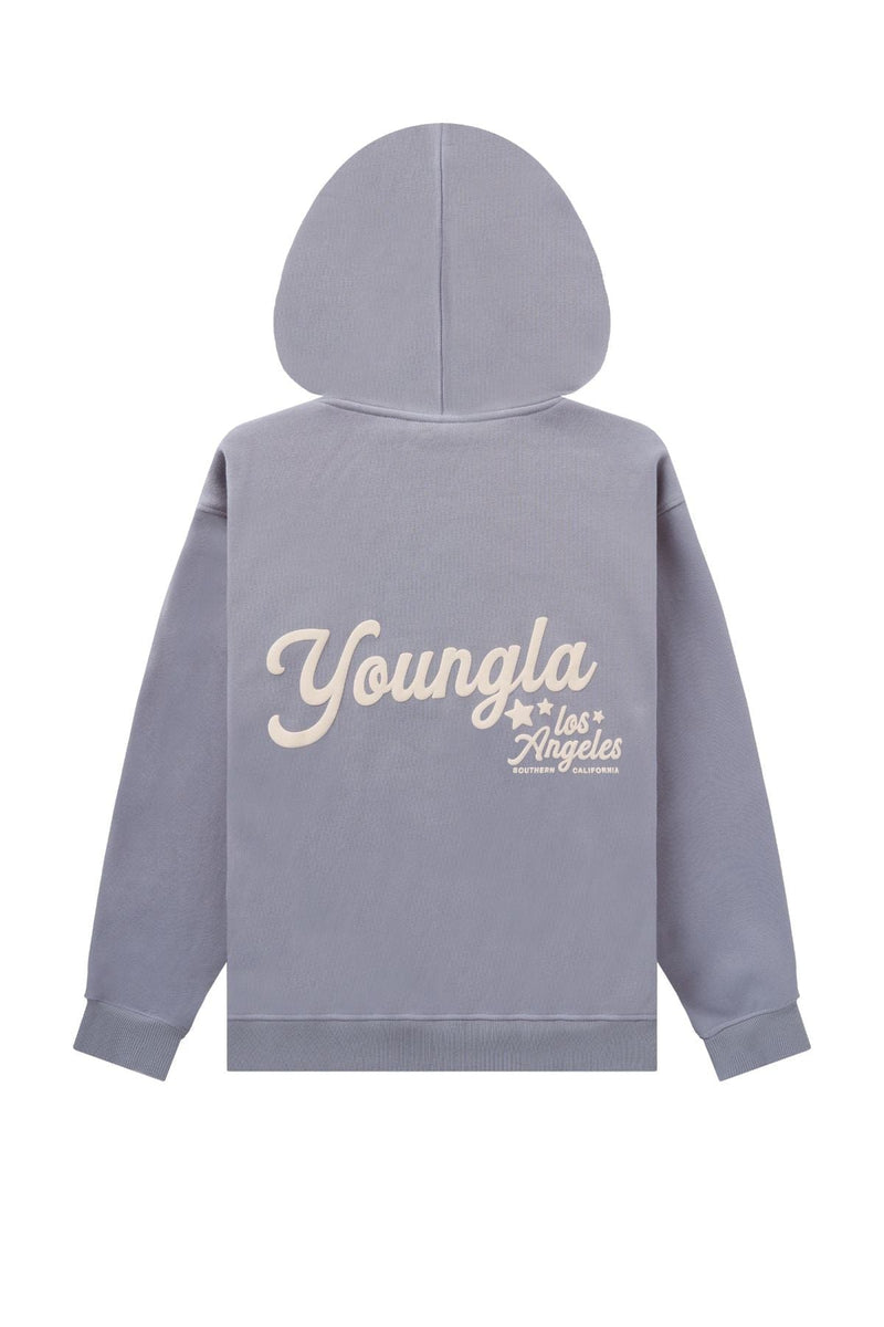 W566 Soft Serve Hoodie- Oversized fluffy fleece hoodie with a fun puff print, offering ultra-soft comfort and cozy style—perfect for pairing with the W271 Puff Print Cuffed Jogger in Dusty Grey
