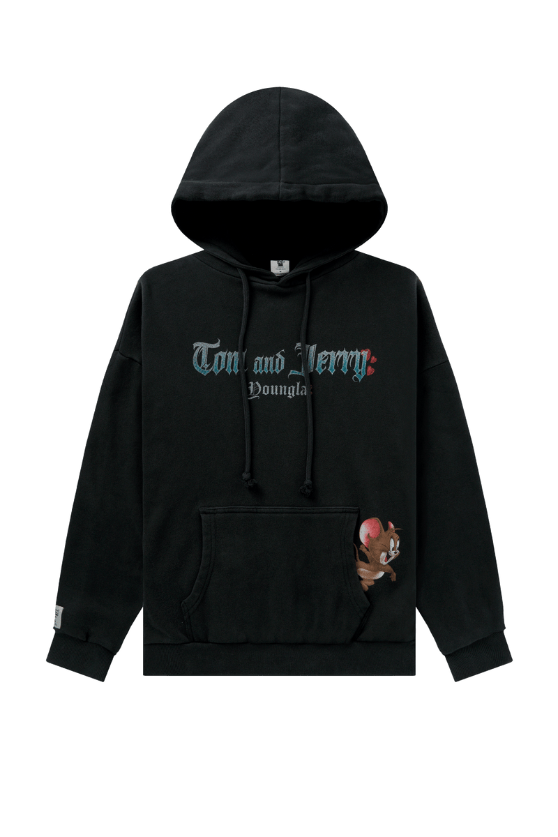 W528 Tom & Jerry Oversized Hoodie - Ultra-soft, washed tee with exclusive graphics for a unique, lived-in look. Perfect for lounging or layering with effortless style.
