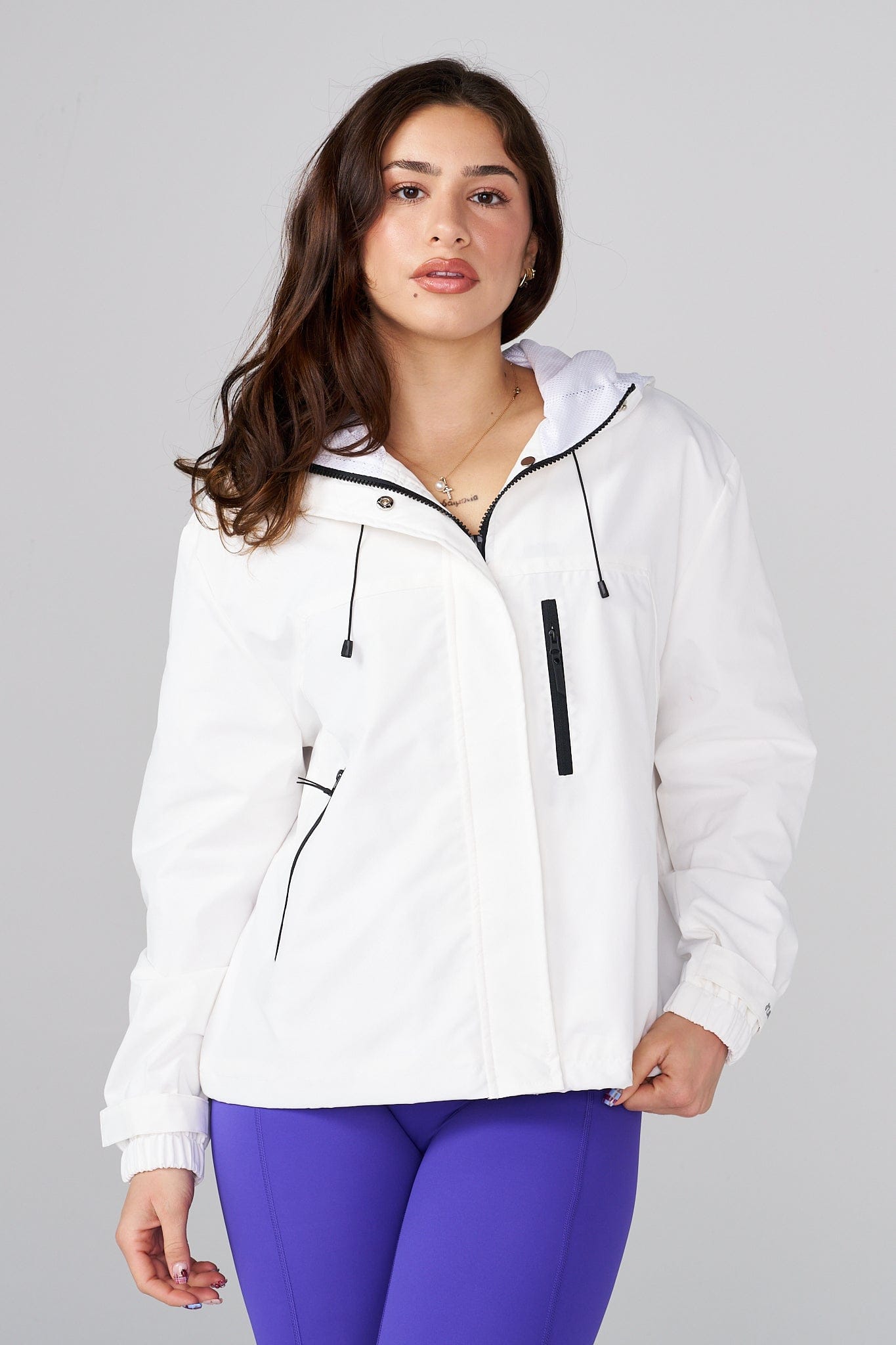ジャケット・アウター FIFTEEN LOVE ~NKzip white~ (U:nity size) 15J White Zip Front Warm-Up Jacket with Hidden Pockets & Thumb