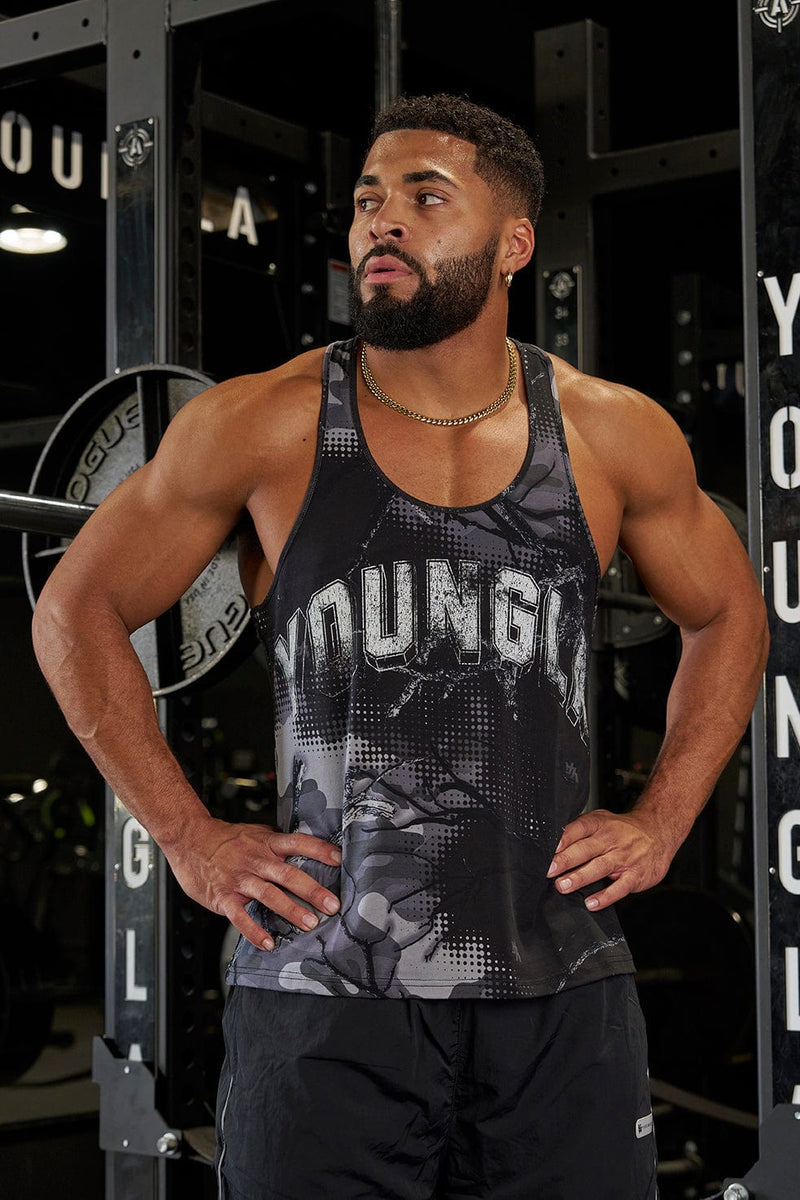 3066 - RunTech Camo Stringers- Lightweight, breathable camo stringer with a true-to-size fit, designed for unrestricted movement and versatile enough for workouts or casual wear in Black Grey Tree Camo