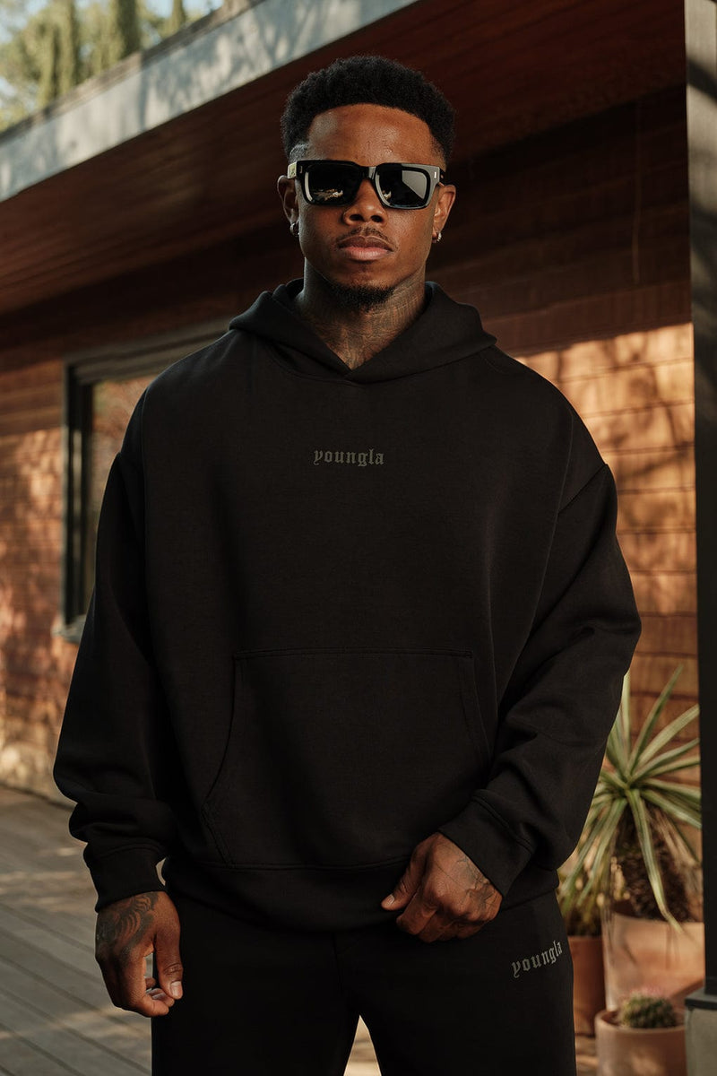 5216 Soft AF Pullover, plush and lightweight with a modern cut and front pocket — comfortable and stylish for layering or solo wear in color Black