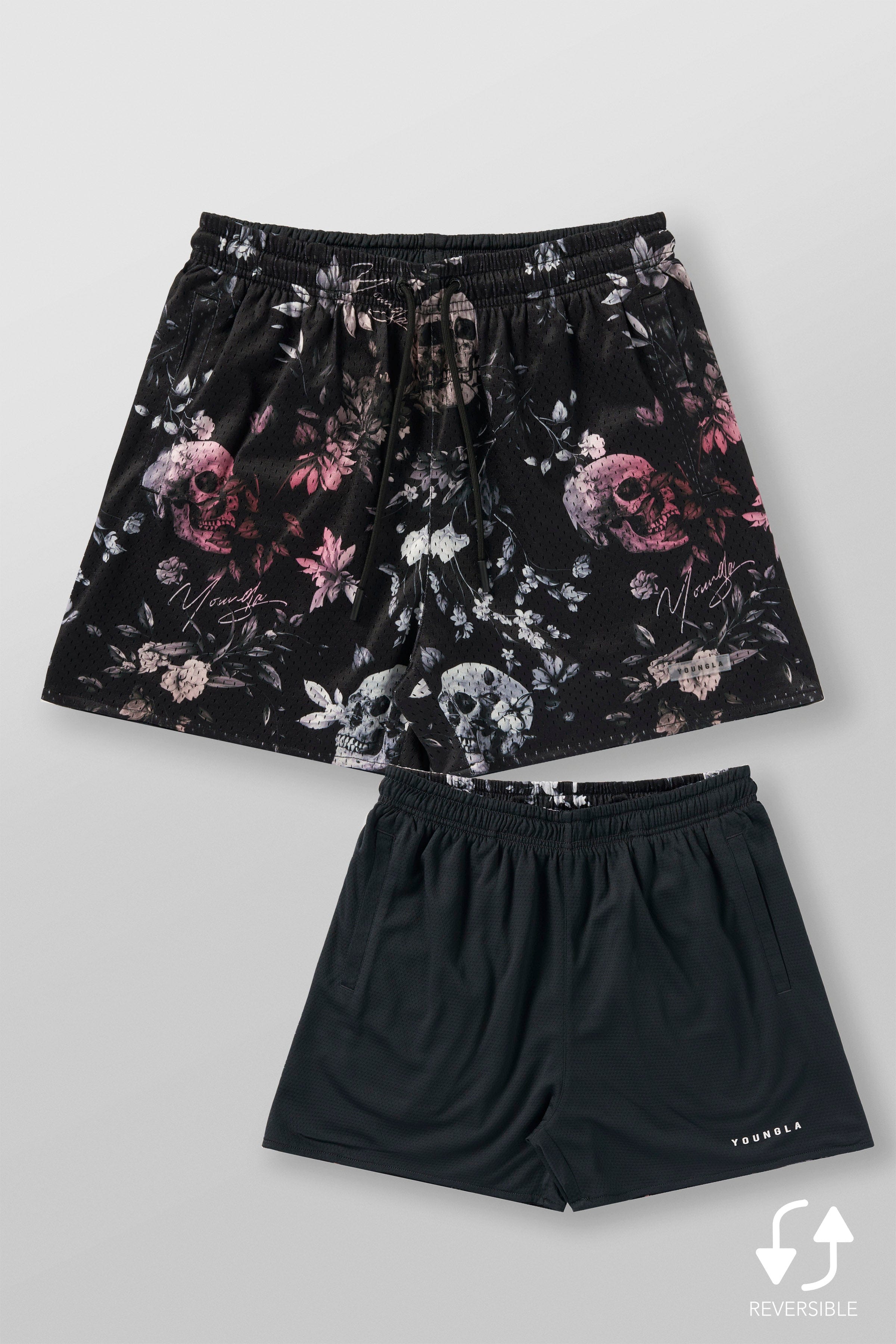 1111 -  Skulls & Roses Reversible Shorts