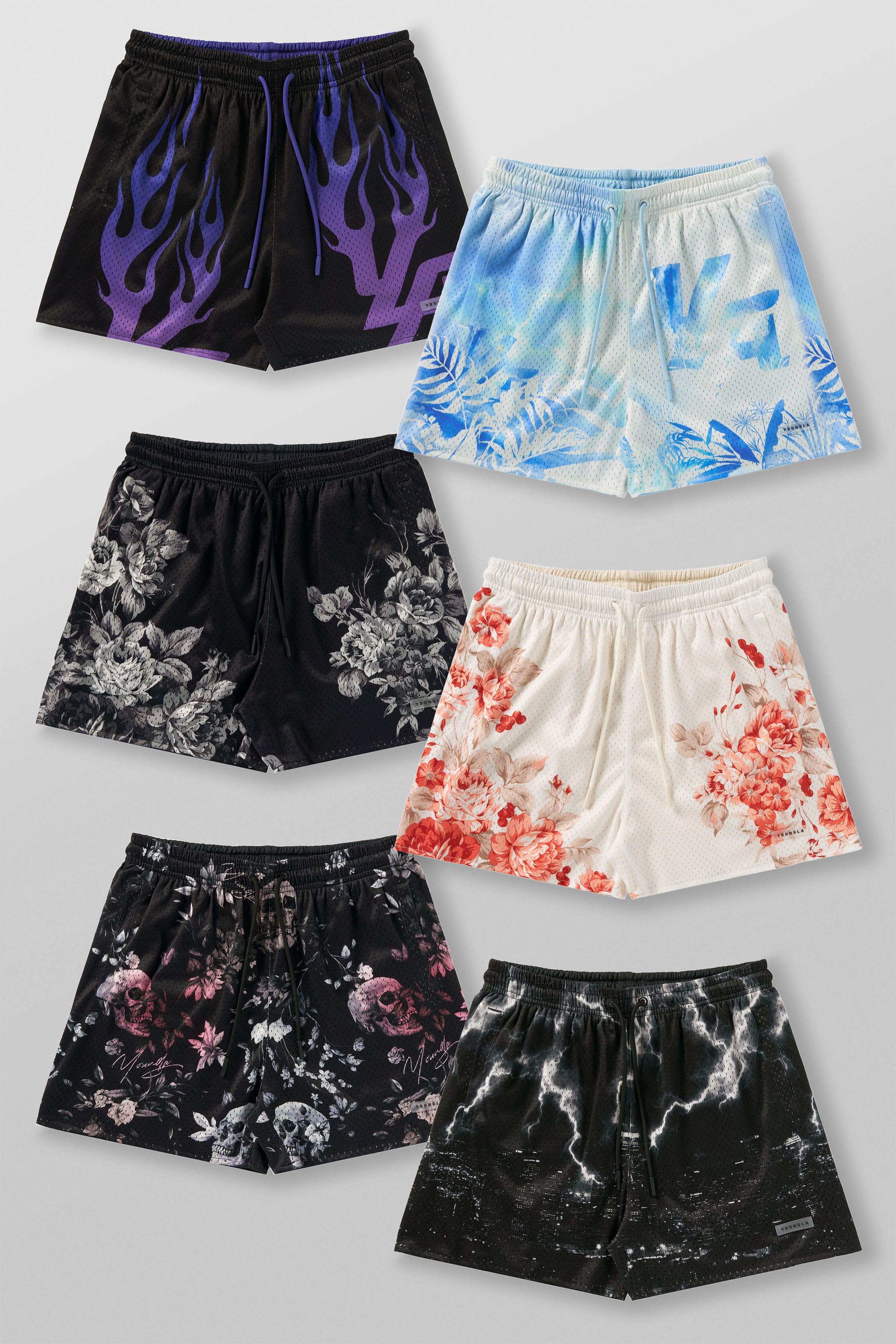 1111 - Skulls & Roses Reversible Shorts