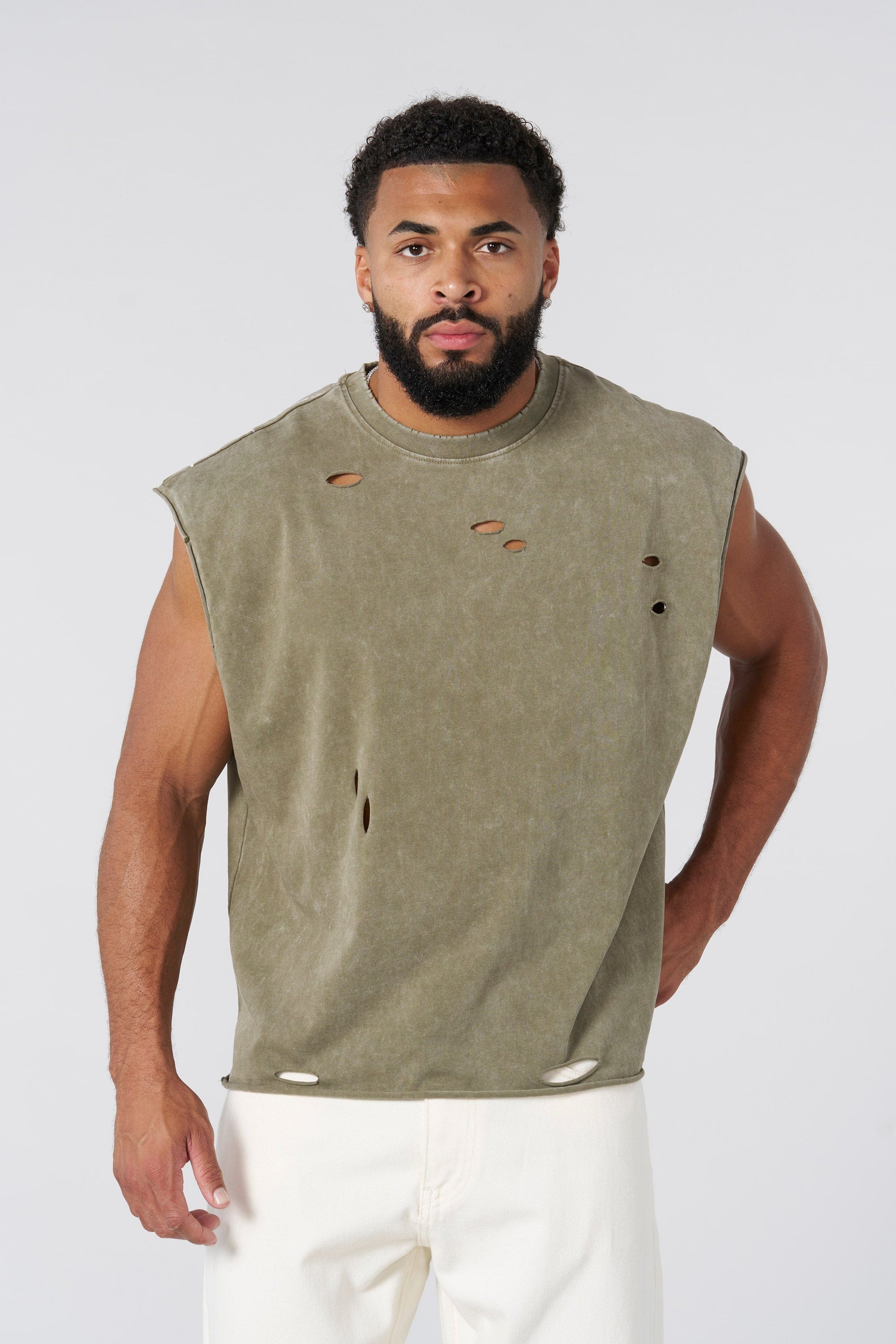 Dark Olive Washed Tank Top
