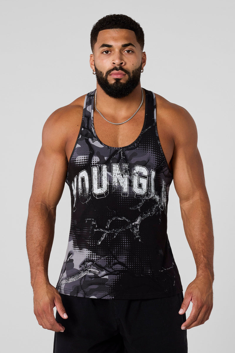 3066 - RunTech Camo Stringers- Lightweight, breathable camo stringer with a true-to-size fit, designed for unrestricted movement and versatile enough for workouts or casual wear in Black Grey Tree Camo