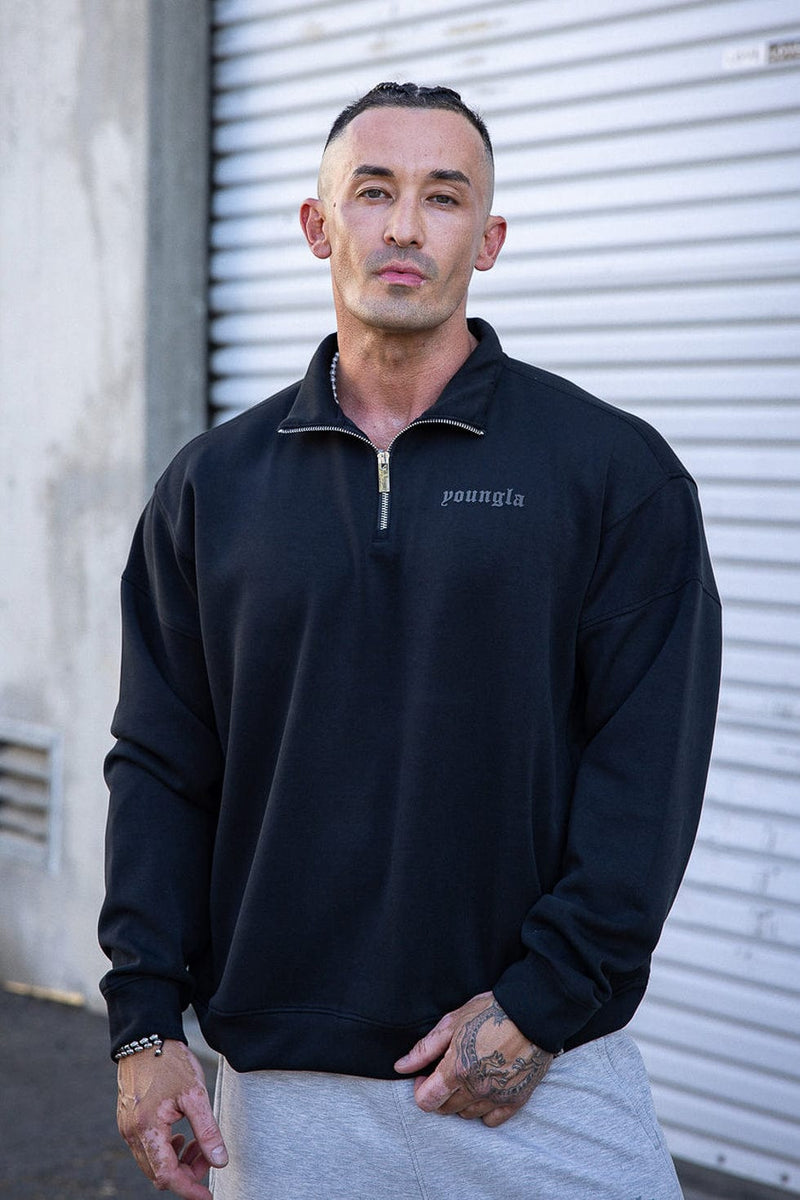 8065 - Soft AF Quarter Zips - lightweight, flexible, stand-up collar, smooth zipper, tailored fit for workouts, layering, or casual wear In Black.