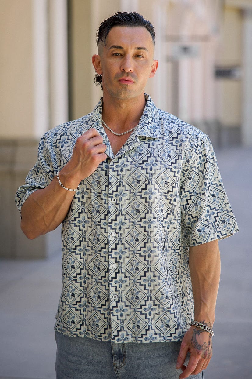 4093 - Mosaic Linen Button-Ups