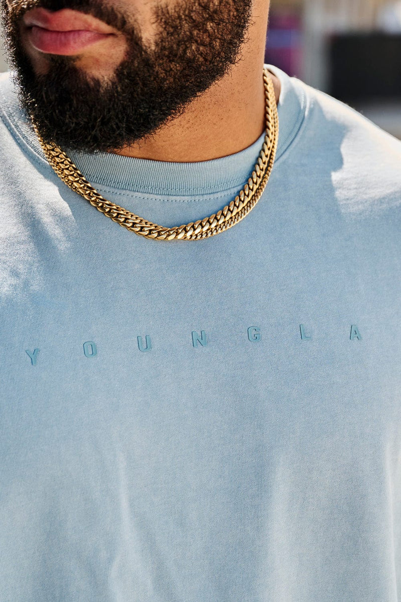 4219 - Summer Peached Tees— buttery-soft, durable, and laid-back fit, perfect for everyday layering and repeated wear in Light Blue Wash