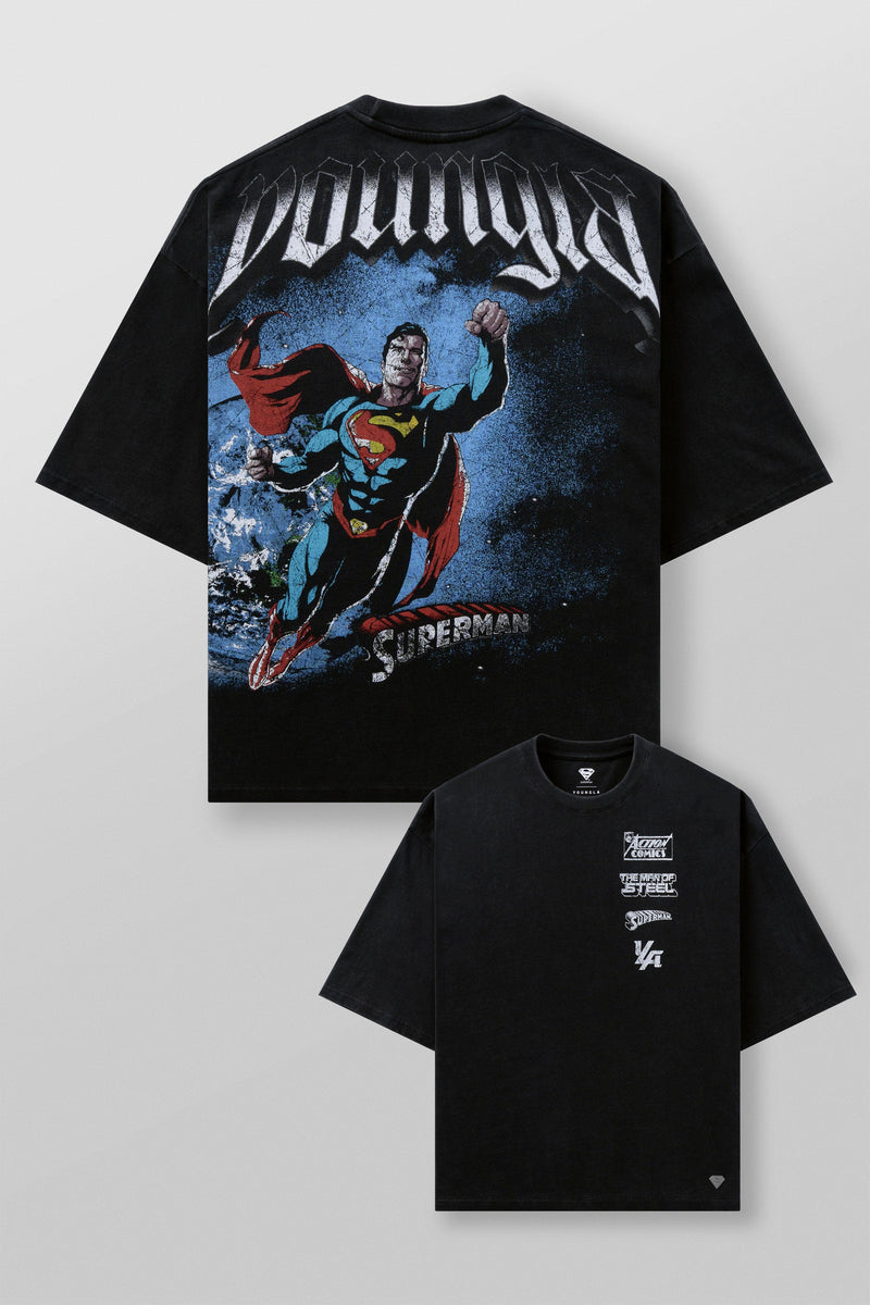4064 - Superman Huge Tees - Supersized heavyweight cotton tee with front and back Superman™ graphic prints and signature in Man of Steel.