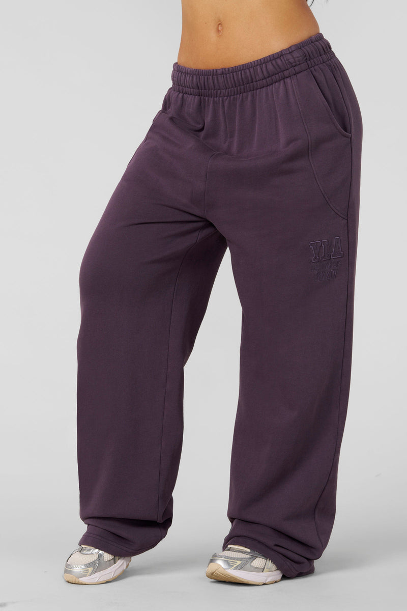 W241 - Mineral Joggers -soft, breathable fabric with a relaxed, tapered fit in seasonal fall shades, perfect for cozy, stylish autumn layering in Purple