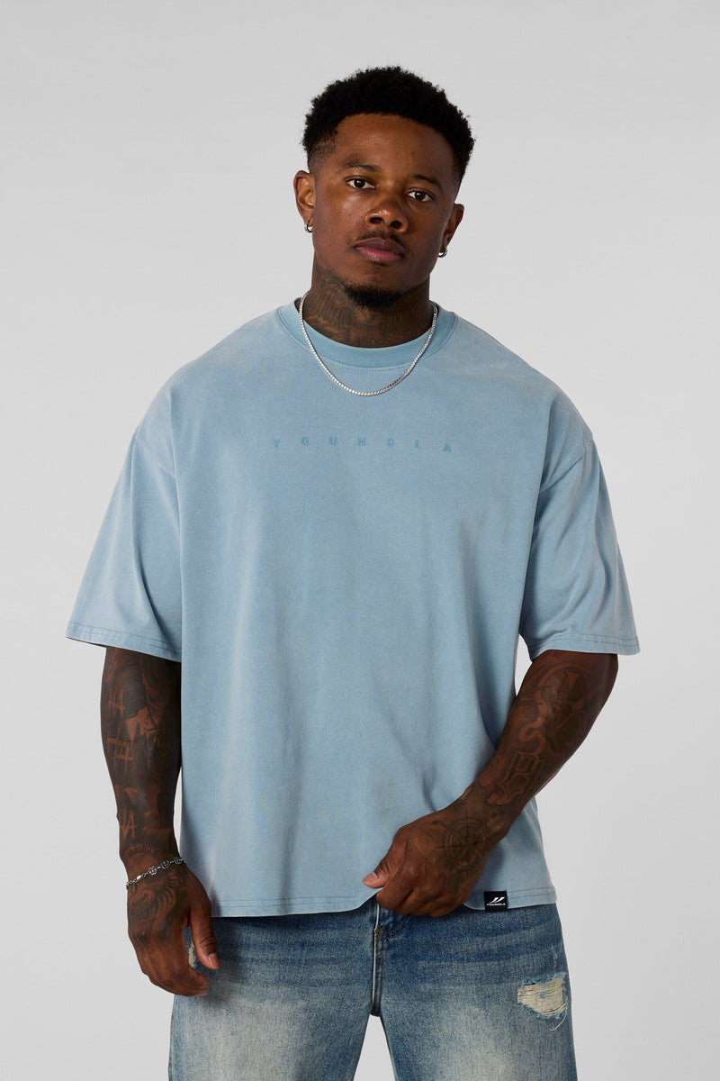 4219 - Summer Peached Tees— buttery-soft, durable, and laid-back fit, perfect for everyday layering and repeated wear in Light Blue Wash