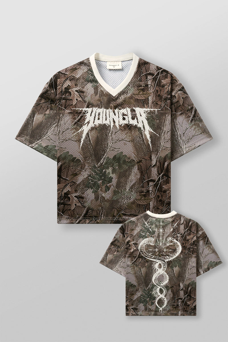 4249 - Venom Jerseys - lightweight 200 GSM polyester with a boxy fit, breathable comfort, and strong structure in Beige Tree Camo.