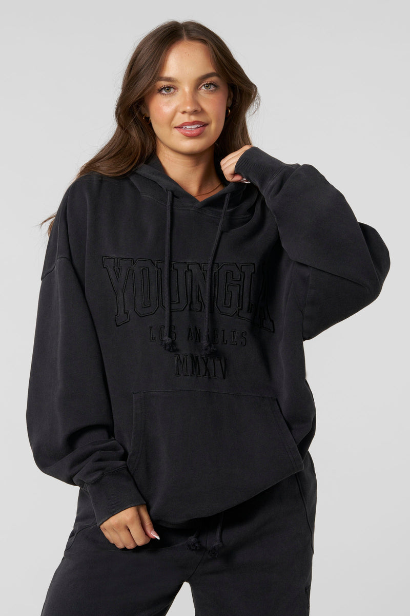 W542 - Mineral Hoodie -soft, premium fabric in rich fall colors with a relaxed, cozy fit for effortless seasonal layering in Black 