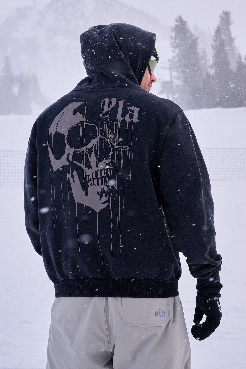 Young La 551 Drippy Skull Hoodie Gris Men Shop Y-3 Yohji Skull