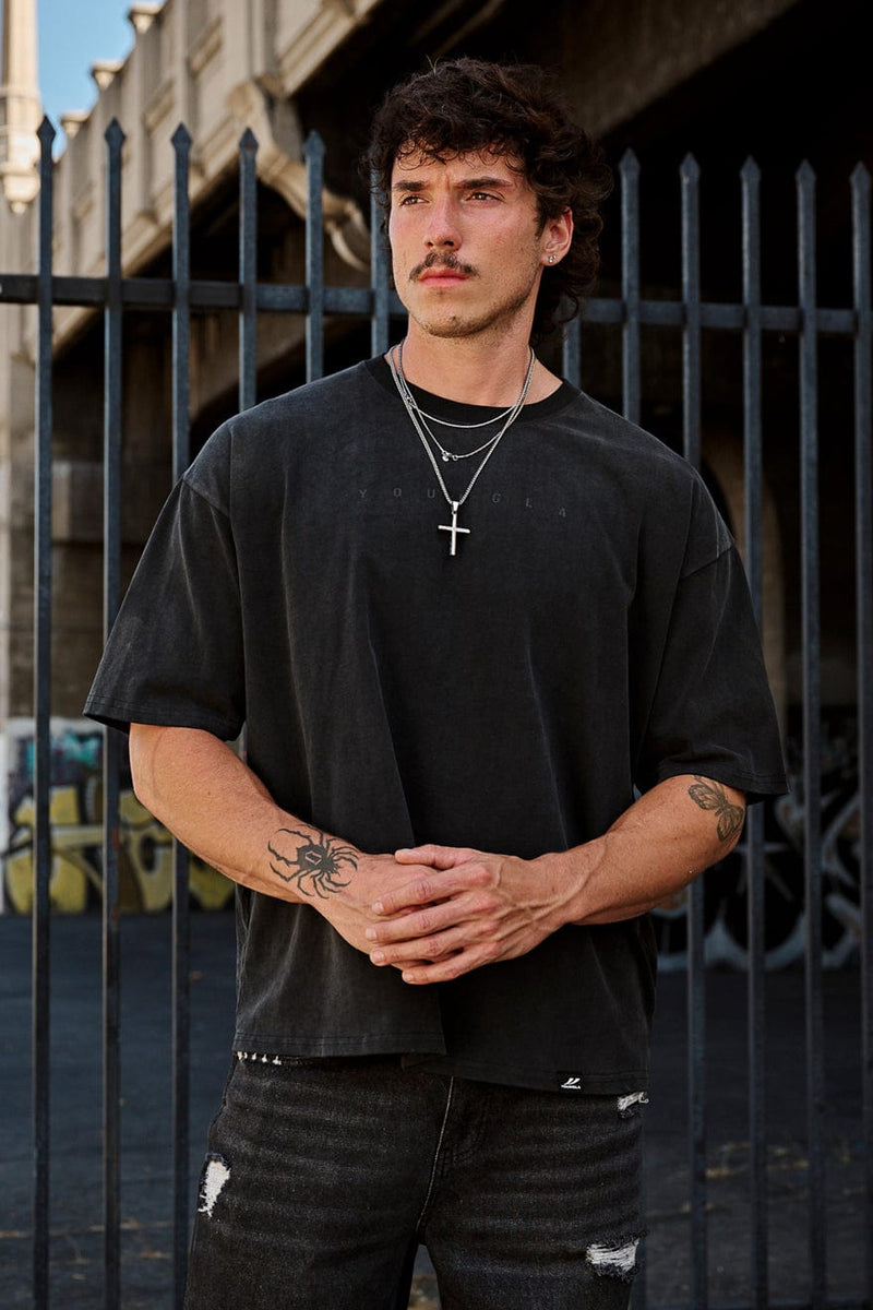 4219 - Summer Peached Tees— buttery-soft, durable, and laid-back fit, perfect for everyday layering and repeated wear in Black Wash