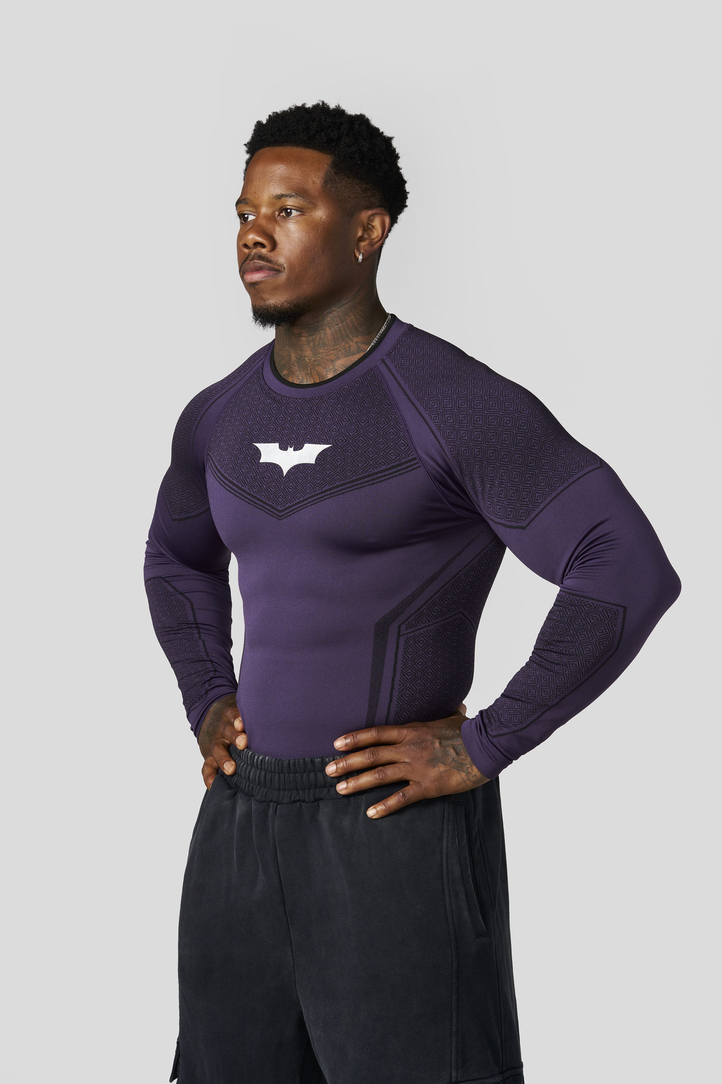 8004 - Batman Compression Longsleeves - Purple Limited Edition - APP ONLY