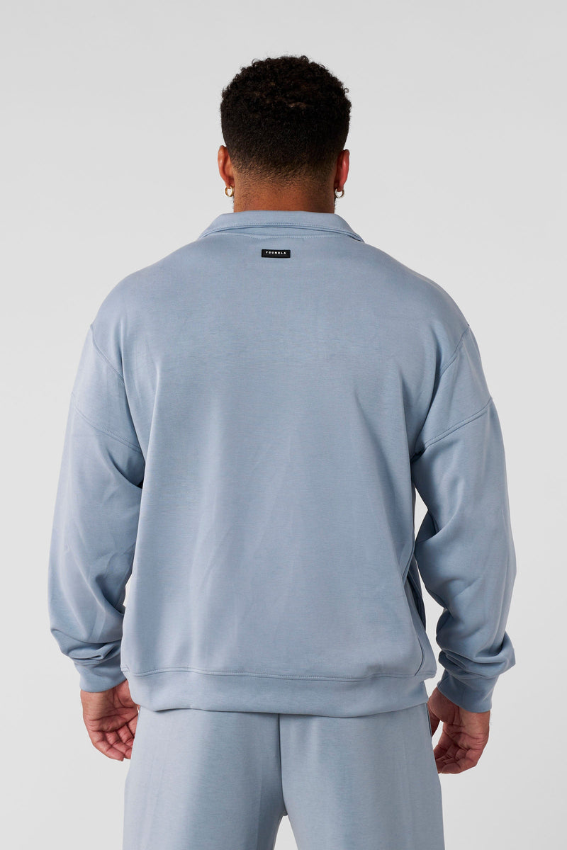 8065 - Soft AF Quarter Zips - lightweight, flexible, stand-up collar, smooth zipper, tailored fit for workouts, layering, or casual wear in Sky Blue.