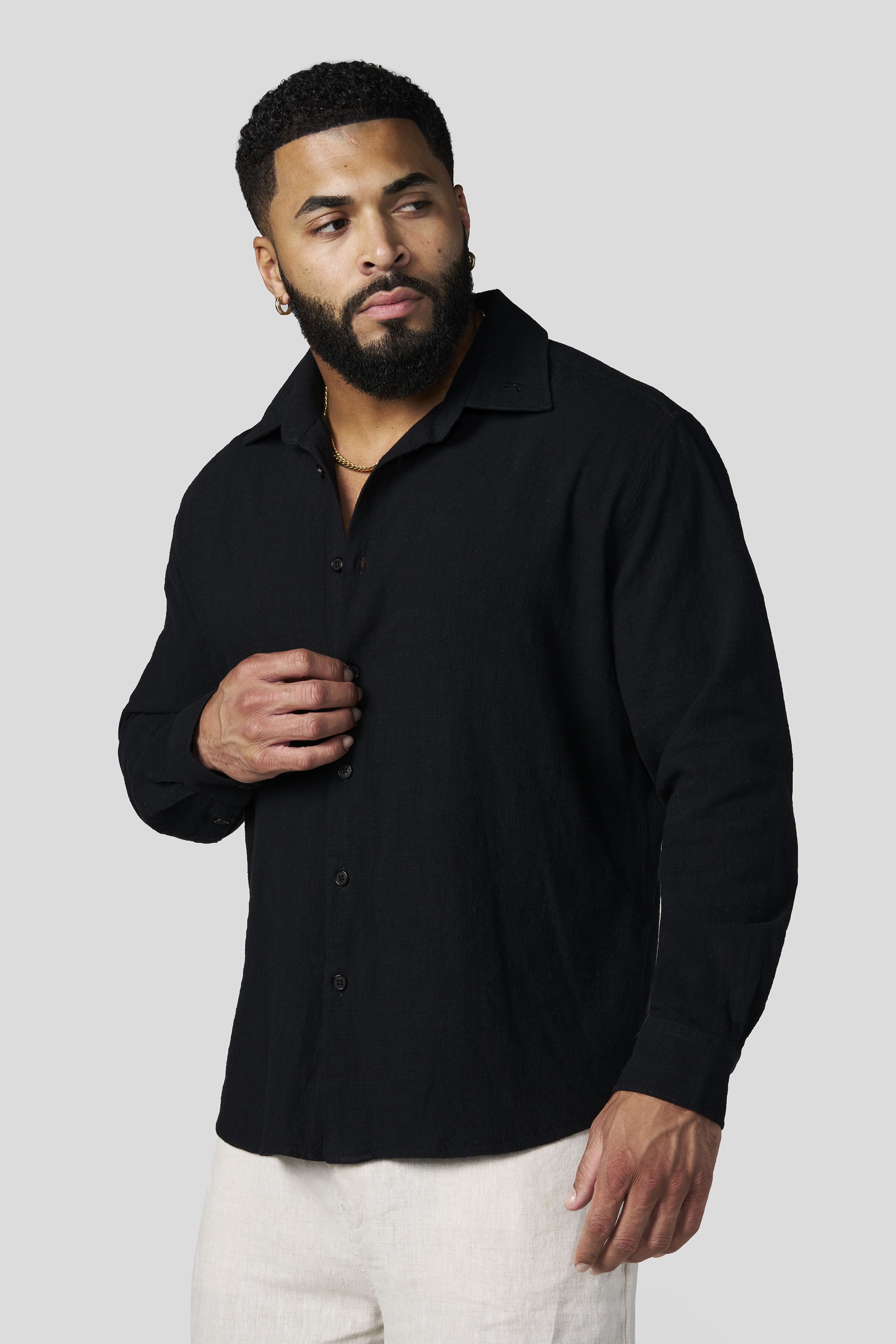 【】ヤングエルエー 8095 - Cotton Linen Button-Ups