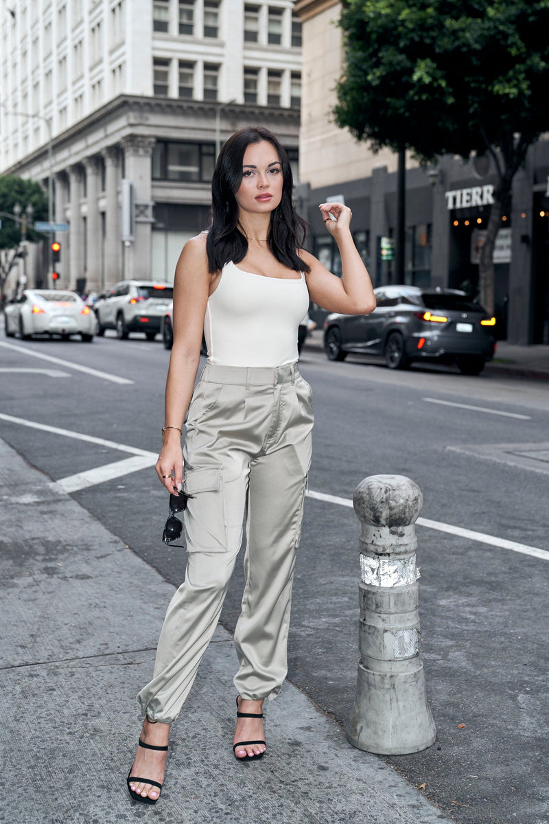 Satin Cargo Pants